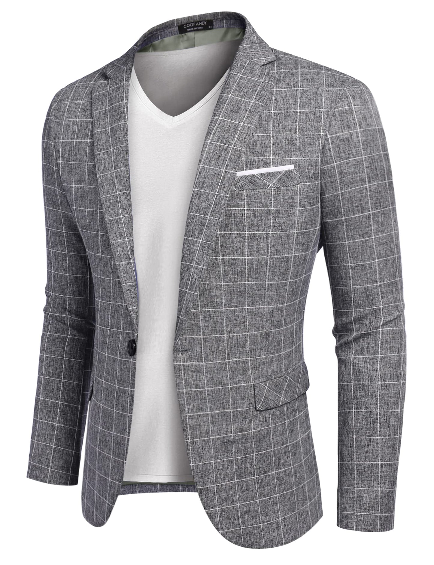 COOFANDY Men's Blazer Casual Sport Coats Slim Fit One Button Suit Jacket Lightweight Sports Jacket