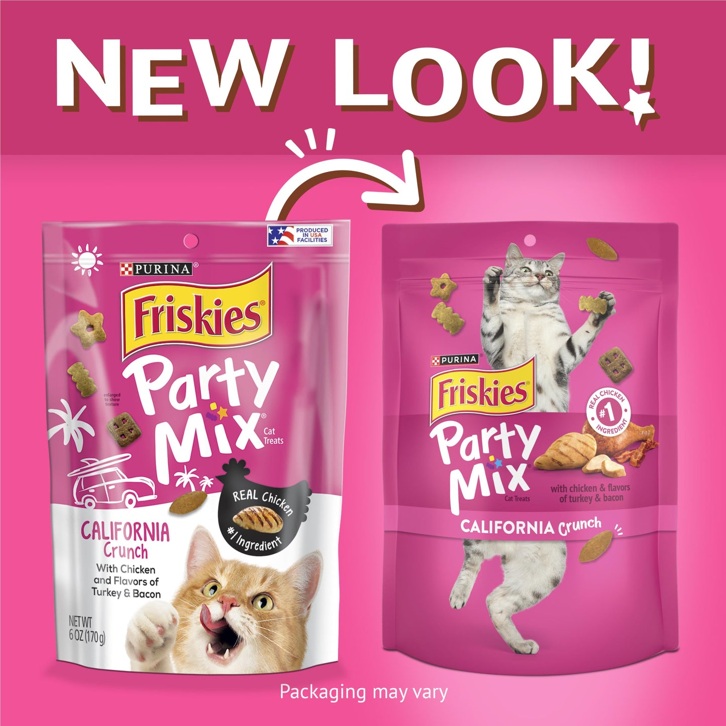 Purina Friskies Natural Cat Treats Party Mix Natural Yums With Real Salmon and Added Vitamins, Minerals and Nutrients - 20 oz. Canister