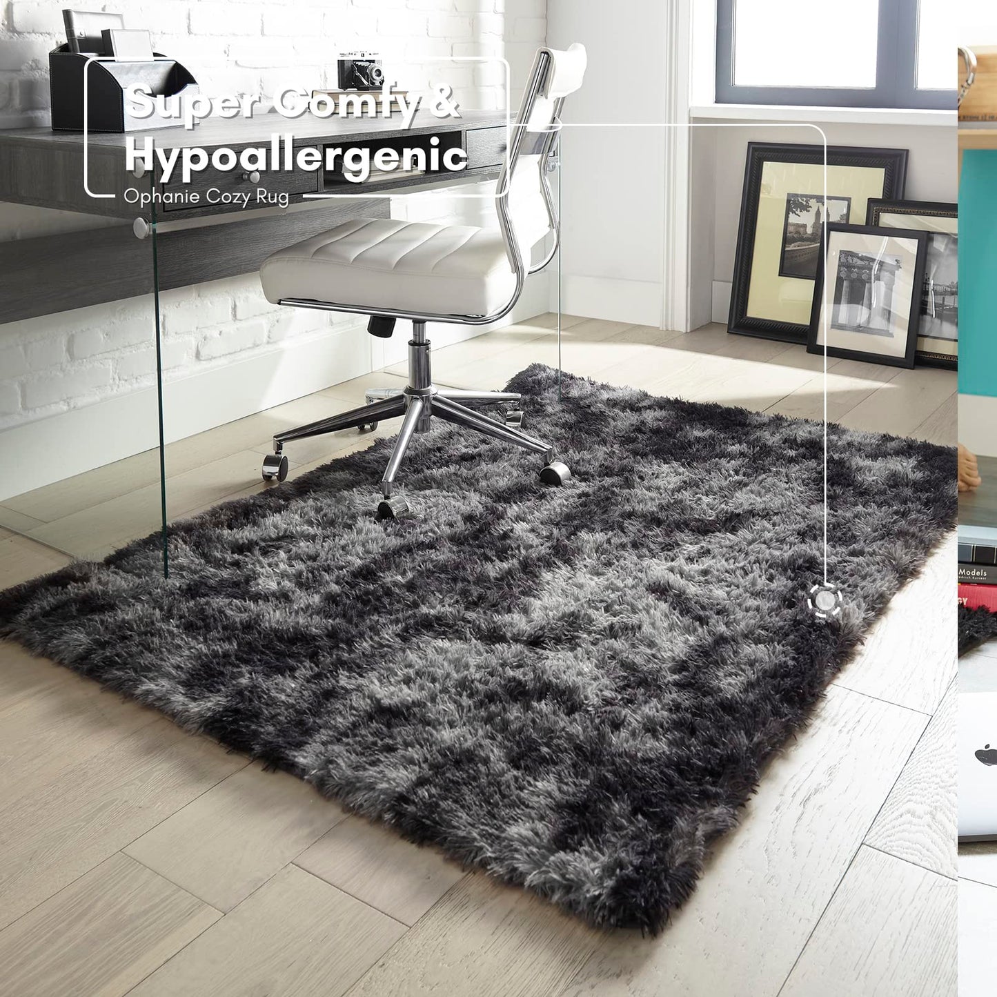 Ophanie Machine Washable Upgrade 4x6 Rugs for Bedroom, Grey, Fluffy Shaggy Soft Area Rug, Gray Non-Slip Indoor Floor Carpet for Living Room, Kids Baby Boys Teen Dorm Home Decor Aesthetic, Nursery