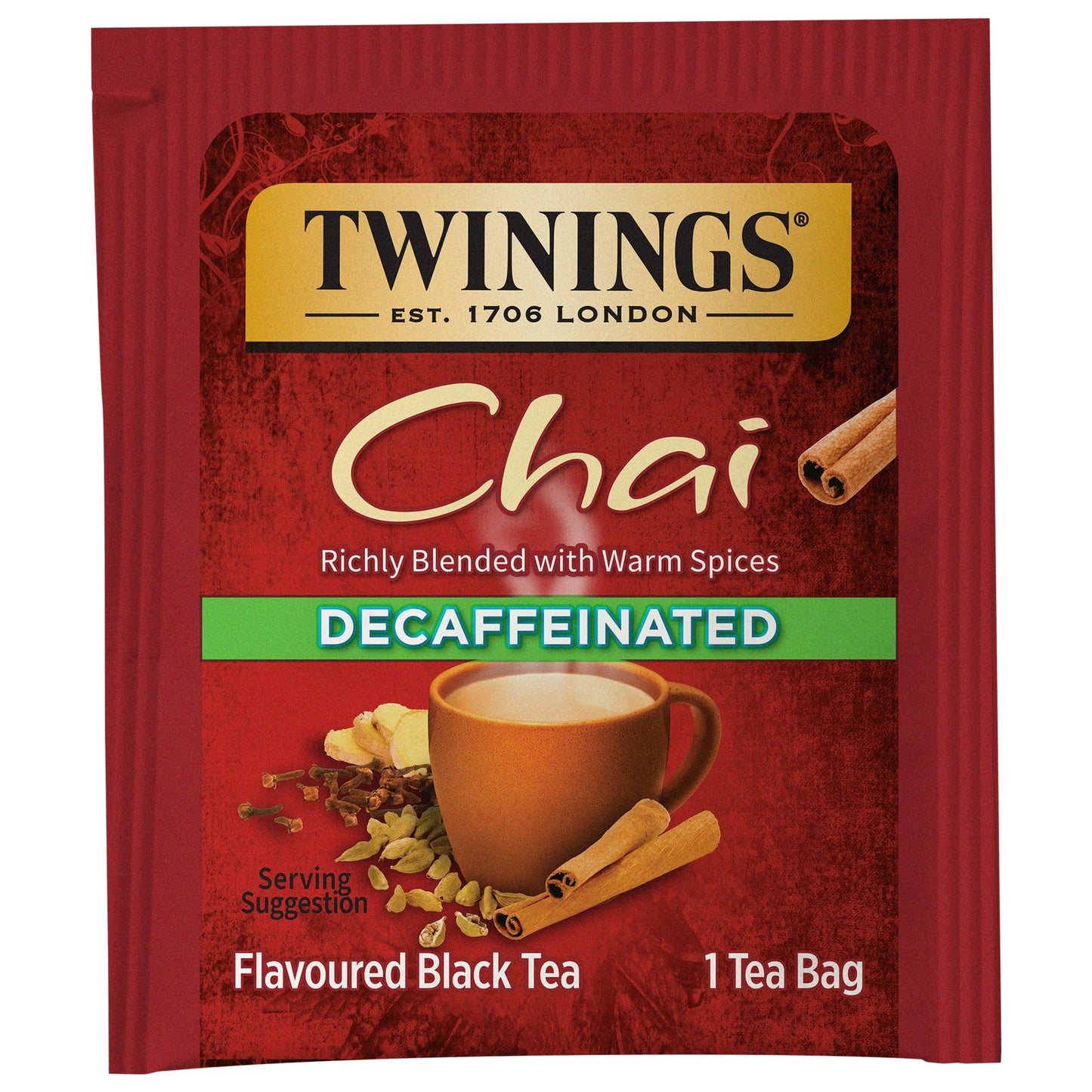 Twinings Decaffeinated English Breakfast Individually Wrapped Black Tea Bags, 20 Count Pack of 6, Flavourful & Robust