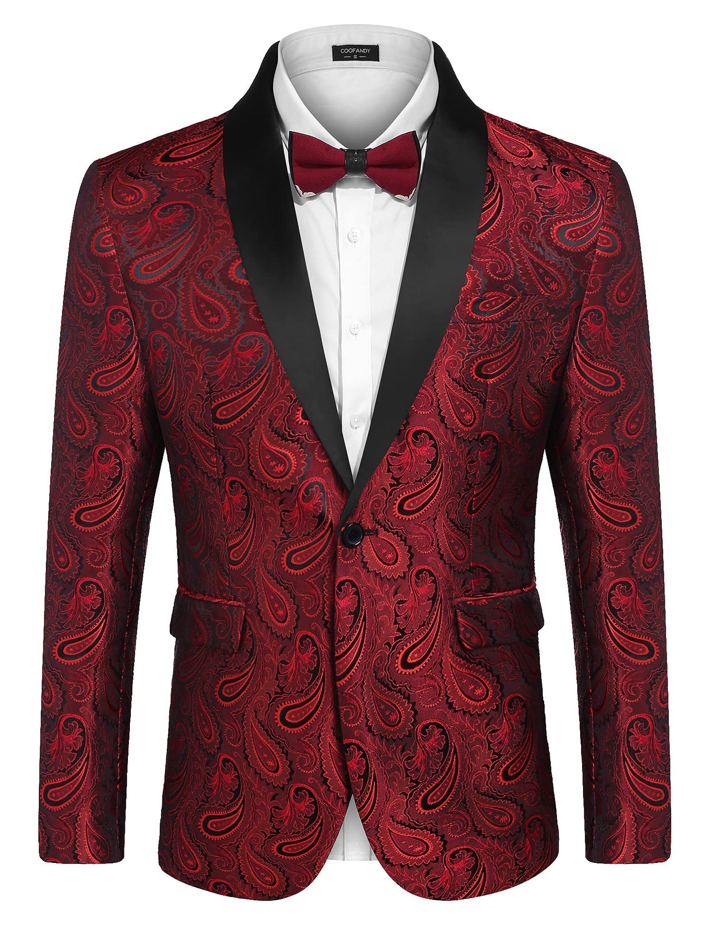 COOFANDY Mens Floral Tuxedo Jacket Paisley Shawl Lapel Suit Blazer Jacket for Dinner,Prom,Wedding