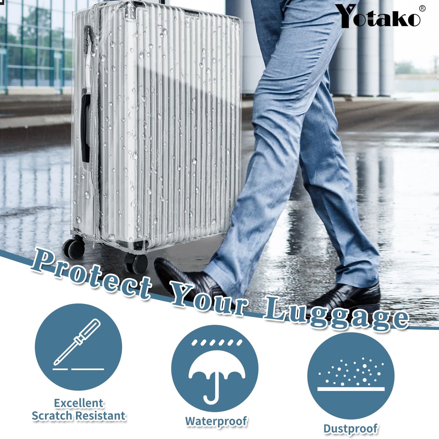 Yotako Clear PVC Suitcase Cover Protectors 28 Inch Luggage Cover for Wheeled Suitcase (28''(24.80''H x 19.90''L x 12.40''W))