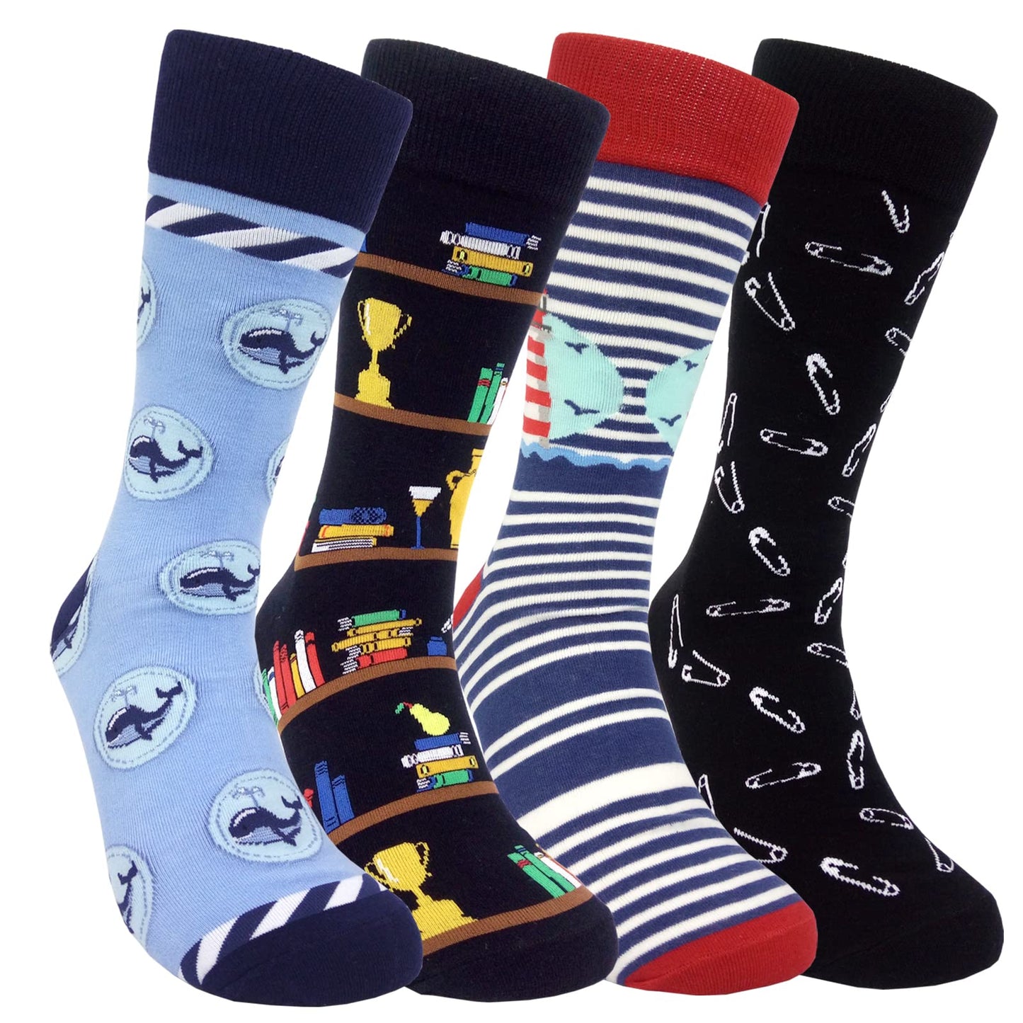 HSELL Mens Fun Patterned Dress Socks Funny Novelty Crazy Design Cotton Socks Gift for Men