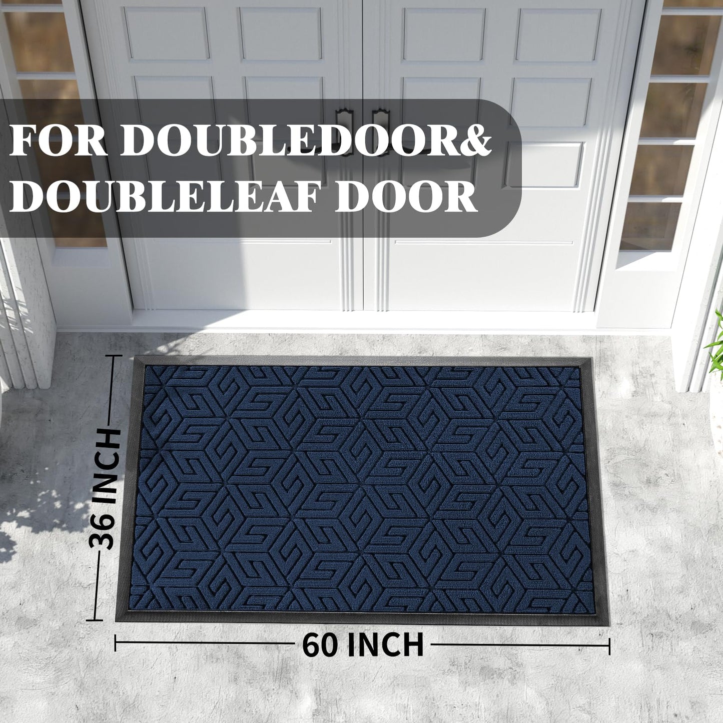 Yimobra Sturdy Front Entrance Door Mat, Heavy Duty Outdoor Indoor Doormat Entryway Floor Mat, Non Slip Rubber Backing, Easy Clean Shoe Scraper, Waterproof, Patio, Lawn, 17x29.5 Inch, Black