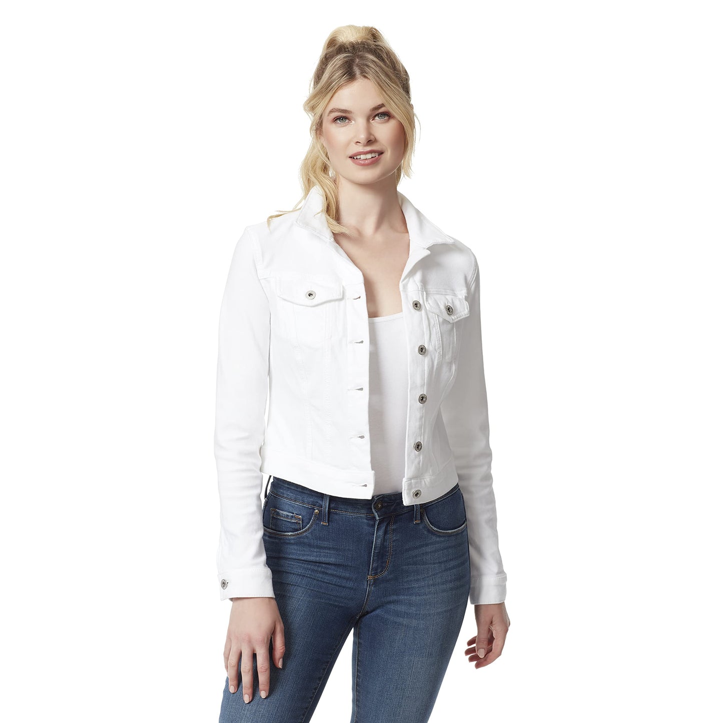 Jessica Simpson Women's Pixie Classic Feminine Fit Crop Jean Jacket