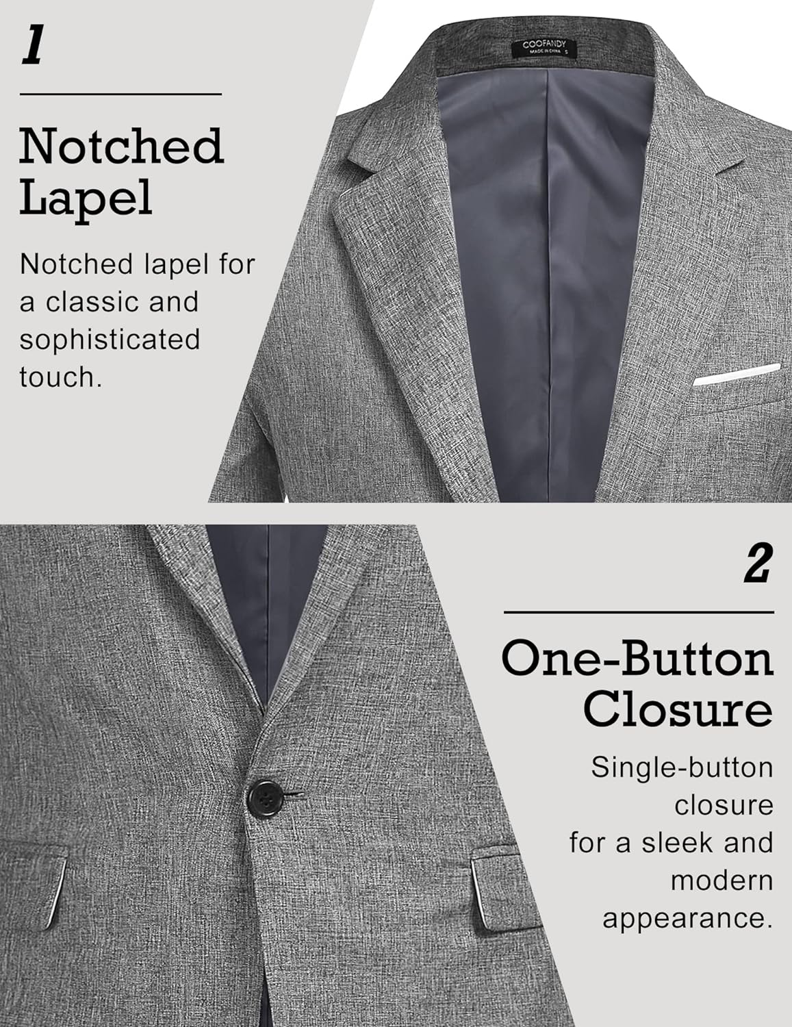 COOFANDY Men's Blazer Casual Sport Coats Slim Fit One Button Suit Jacket Lightweight Sports Jacket