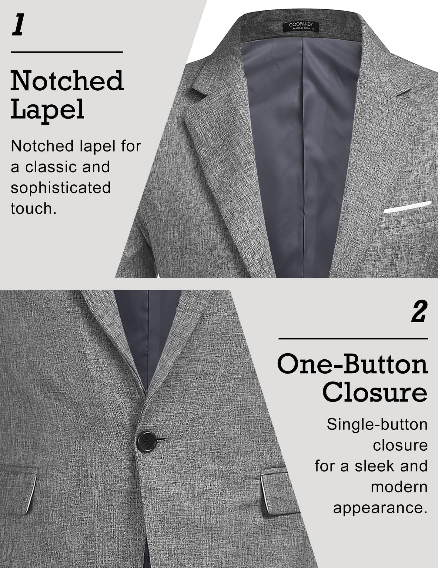 COOFANDY Men's Blazer Casual Sport Coats Slim Fit One Button Suit Jacket Lightweight Sports Jacket