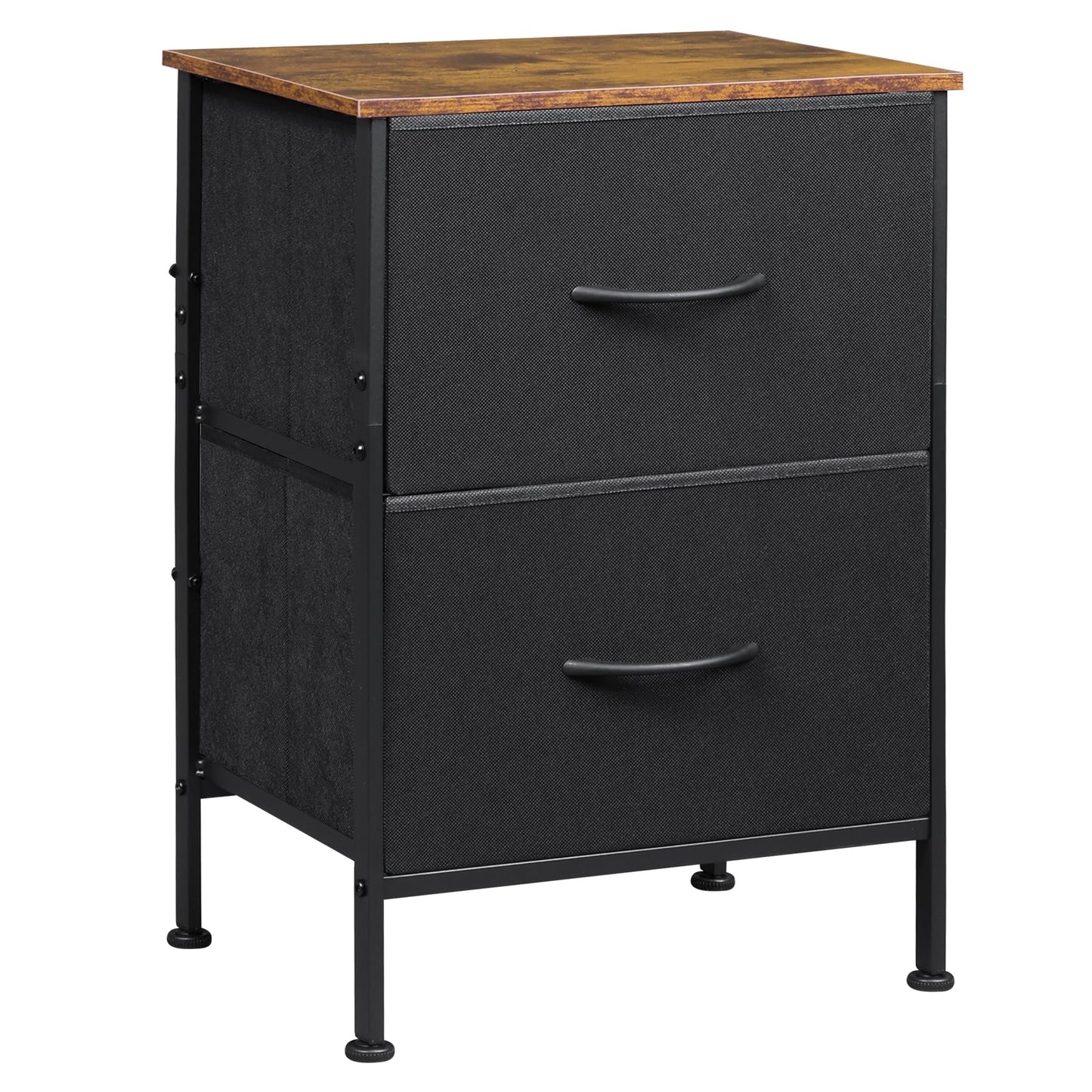 WLIVE Nightstand, 2 Drawer Dresser for Bedroom, Small Dresser with 2 Drawers, Bedside Furniture, Night Stand, End Table with Fabric Bins for Bedroom, Closet, Entryway, College Dorm, Dark Grey