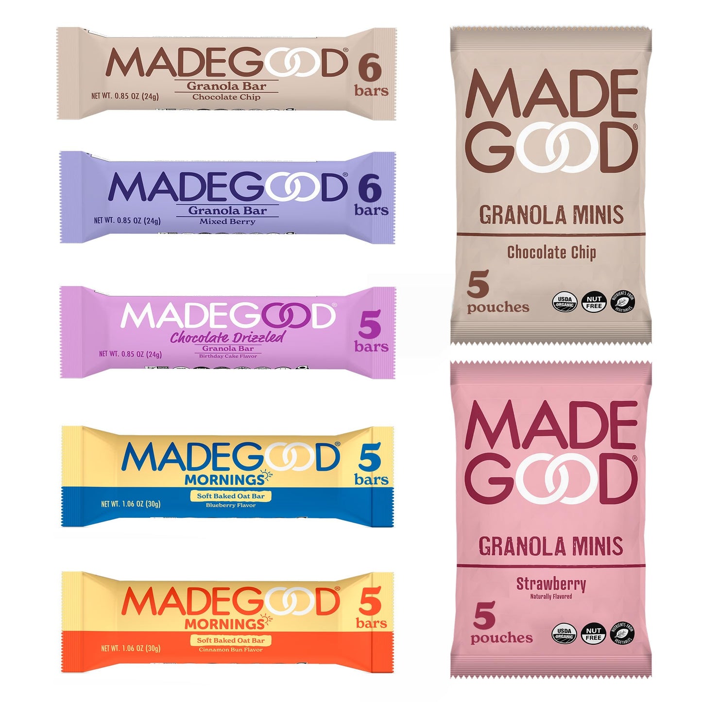 MadeGood Chocolate Chip Granola Bars, 40 Count (0.85oz Each) Contains Nutrients from Vegetables, Gluten Free Snacks