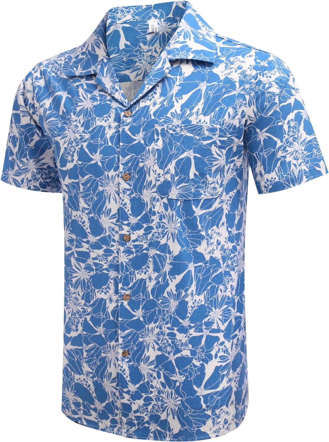 COOFANDY Men's Hawaiian Floral Shirts Cotton Linen Button Down Tropical Holiday Beach Shirts