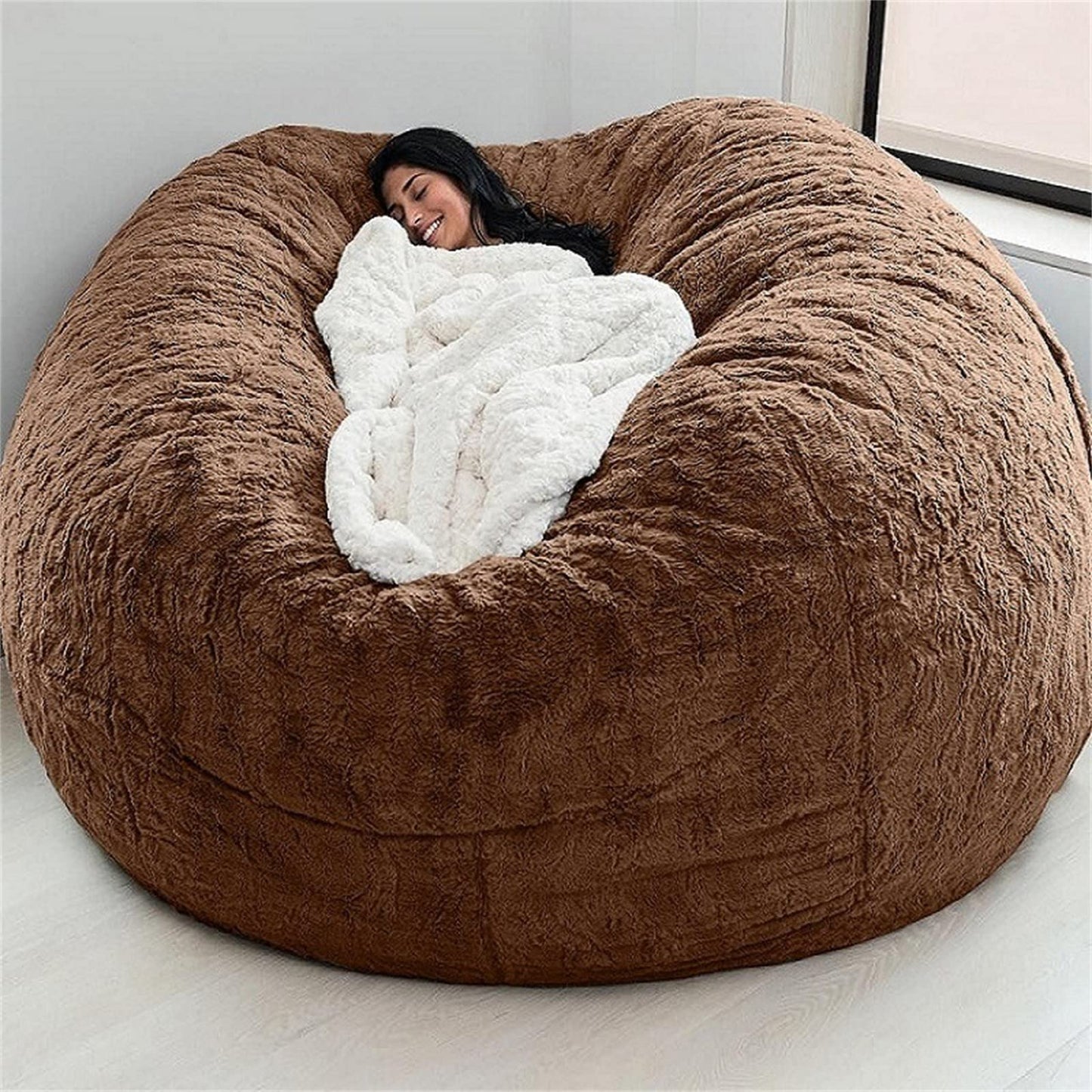 Big Huge Giant Bean Bag Chair for Adults, (No Filler) Bean Bag Chairs in Multiple Sizes and Colors Giant Foam-Filled Furniture - Machine Washable Covers, Double Stitched Seams (Black,6FT)