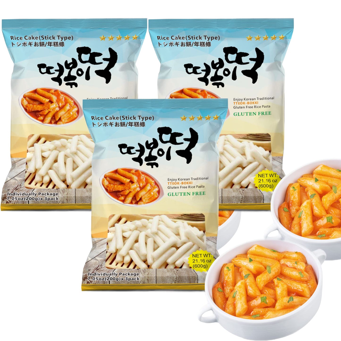 Fusion Select Korean Rice Cakes Tteokbokki Stick Vegan Non-GMO Gluten Free Tteok Pasta Asian Snacks & Food, Gluten Free (1 Pack)