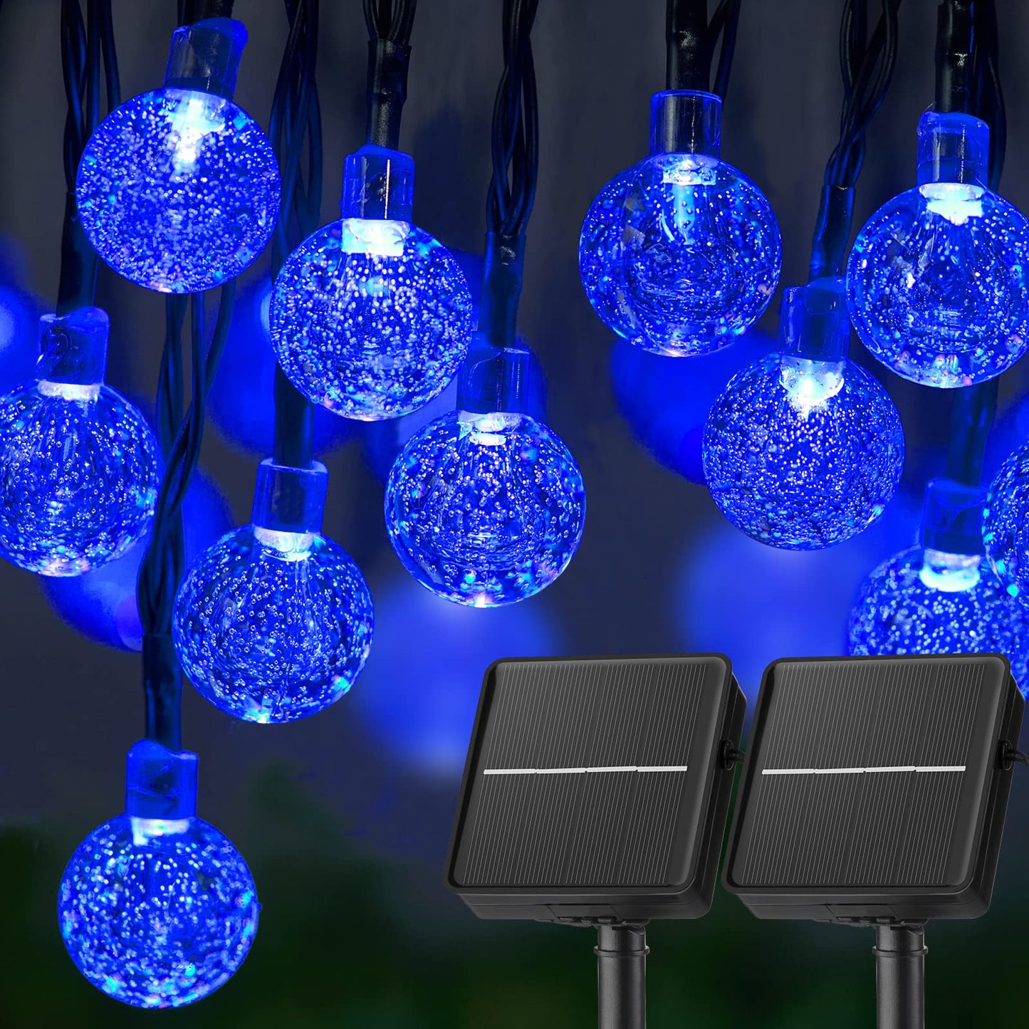 Solar String Lights Outdoor 60 LED 36FT Crystal Globe Lights with 8 Lighting Modes, Waterproof Solar Powered Patio Lights for Garden Yard Porch Wedding Party Decor (Warm White)