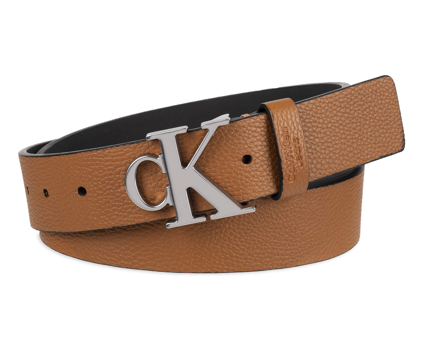 Calvin Klein Men's Casual Statement Plaque Buckle Belt with Logo Treatment