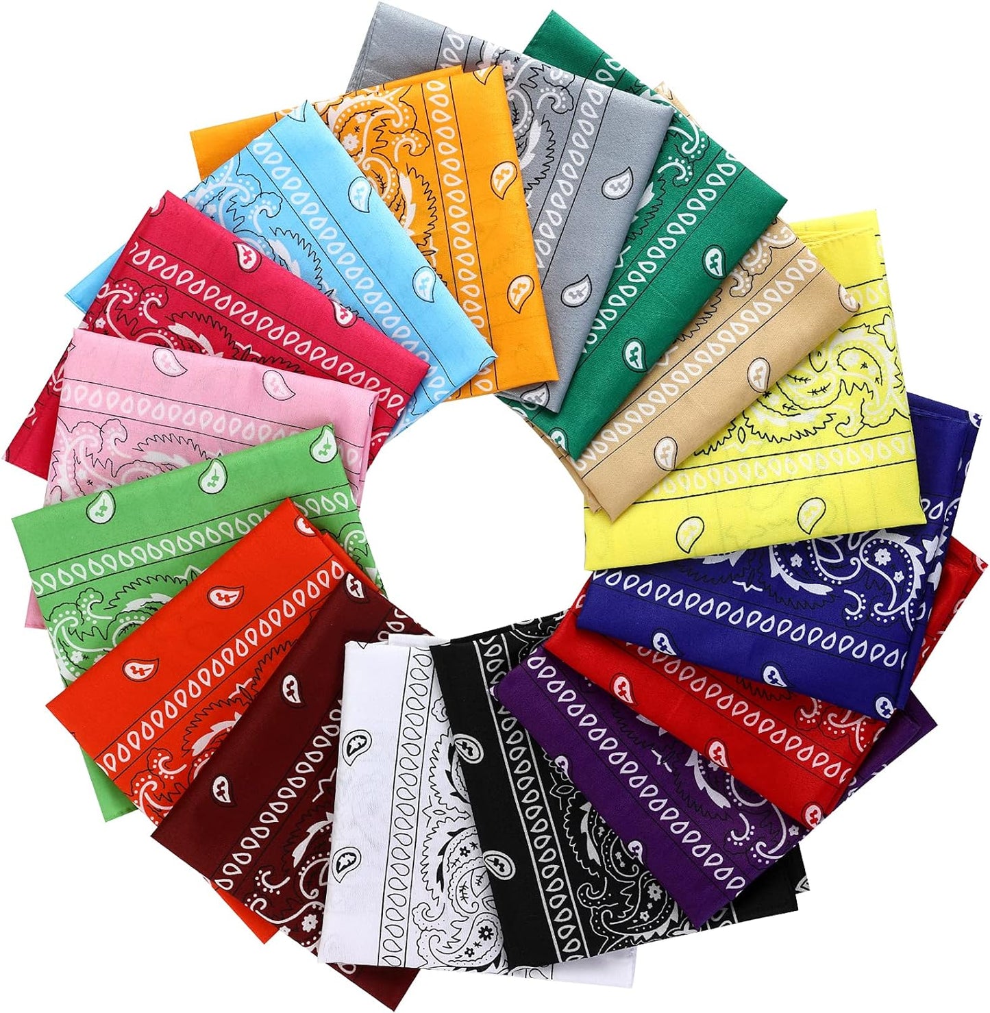 E-accexpert 16pcs Bandanas Multi-Purpose Party Outdoor Favor Scarf Headband Handkerchiefs for Unisex Women Men Boy Girls