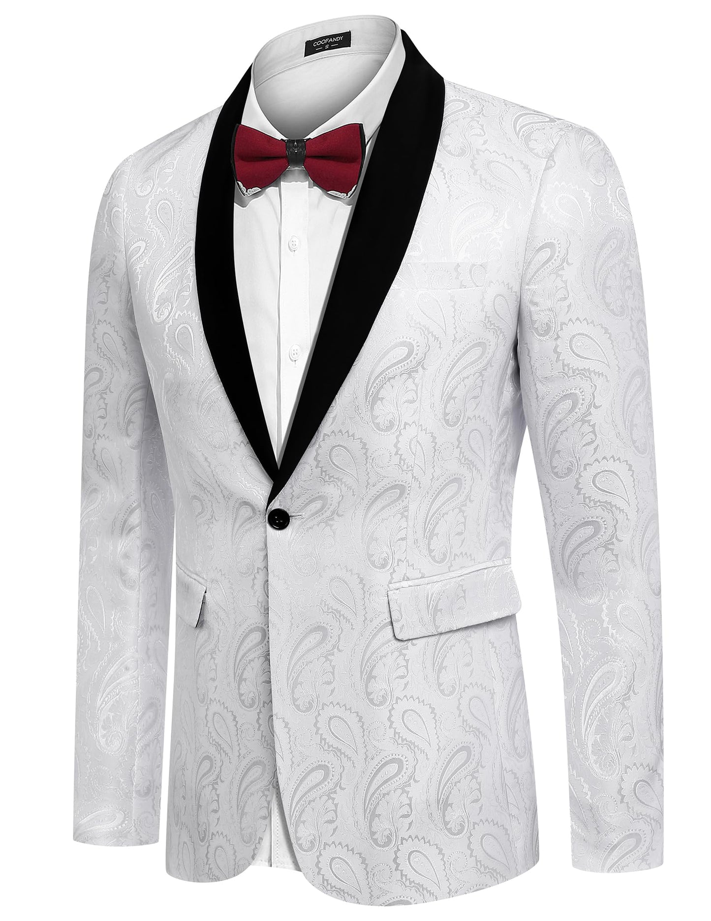 COOFANDY Mens Floral Tuxedo Jacket Paisley Shawl Lapel Suit Blazer Jacket for Dinner,Prom,Wedding