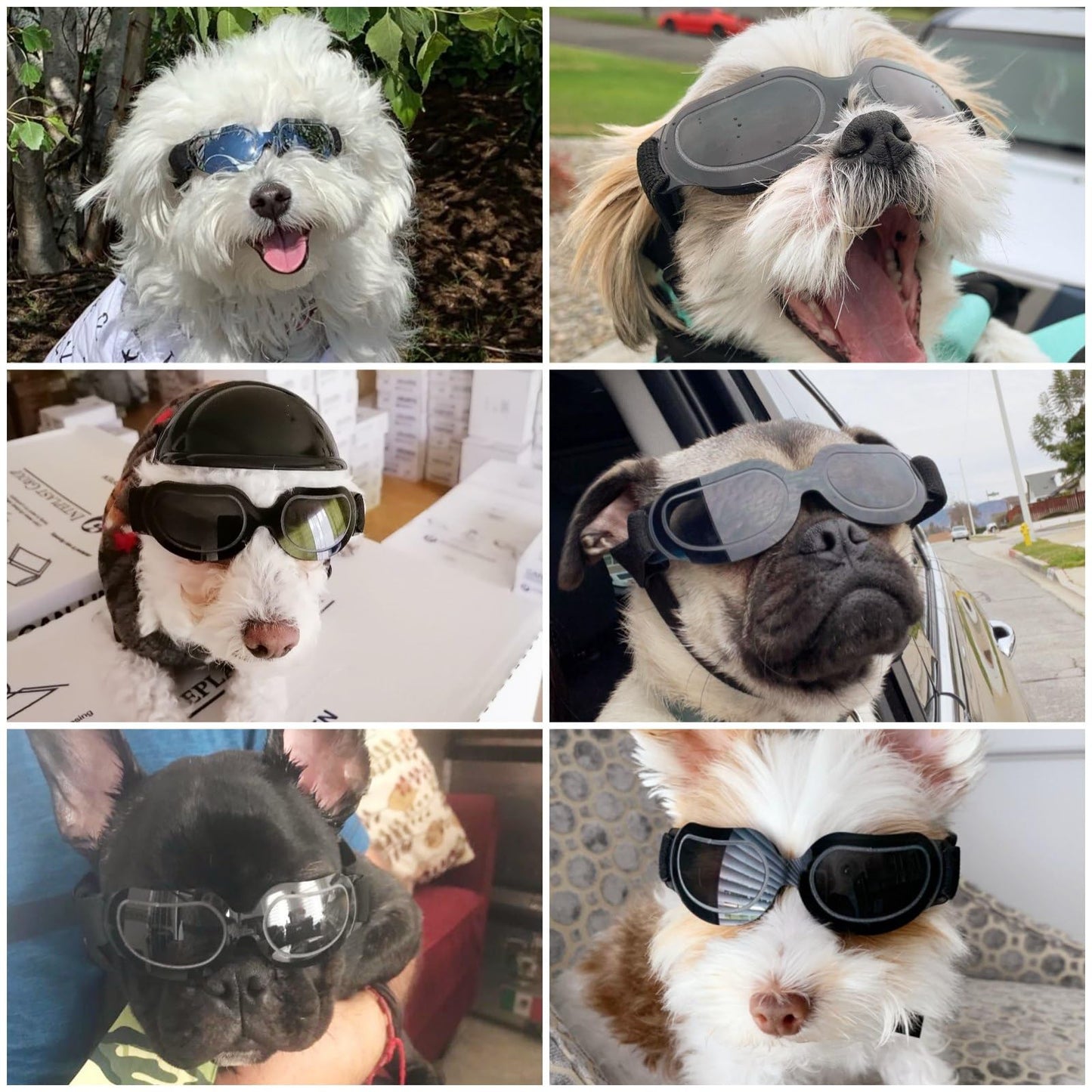 ENJOYING Dog Sunglasses Small Dog Goggles Anti-UV Doggy Glasses for Small Dogs Big Cats Impact/Wind/Dust/Fog Proof Puppy Eye Protection, Cool Blue