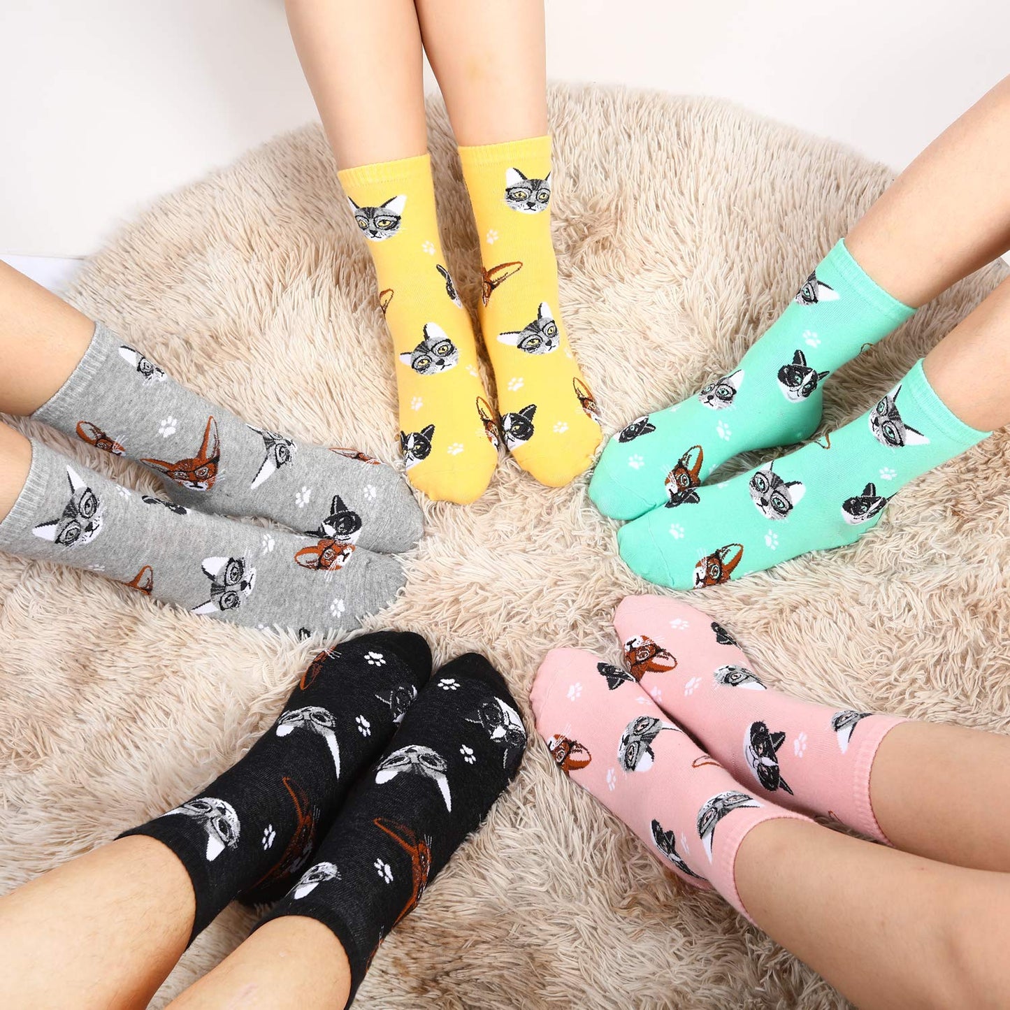 Jeasona Women's Cat Socks Cat Gifts Cute Animal Socks Dog Owl Gifts for Women