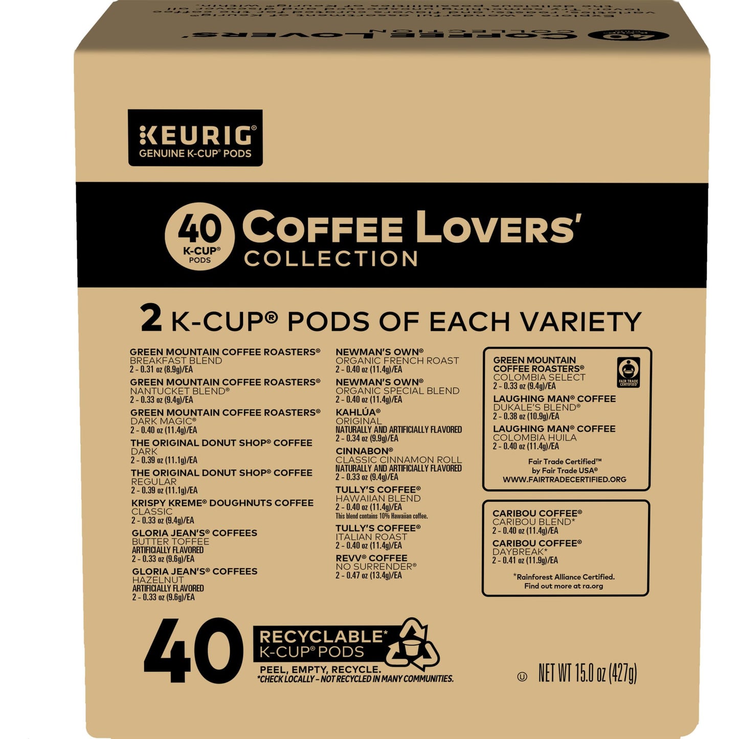 Keurig Coffee Lovers' Collection Sampler Pack, Single-Serve K-Cup Pods, Compatible with all Keurig 1.0/Classic, 2.0 and K-Café Coffee Makers, Variety Pack, 40 Count