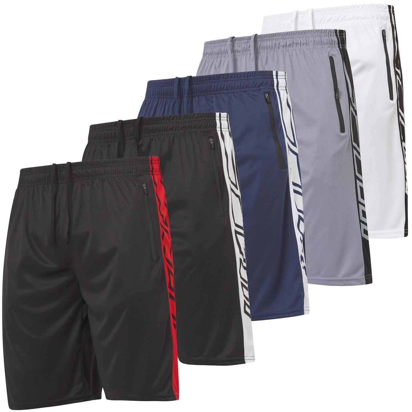 Ultra Performance Mens 5 Pack Athletic Running Shorts, Basketball Gym Workout Shorts for Men with Zippered Pockets