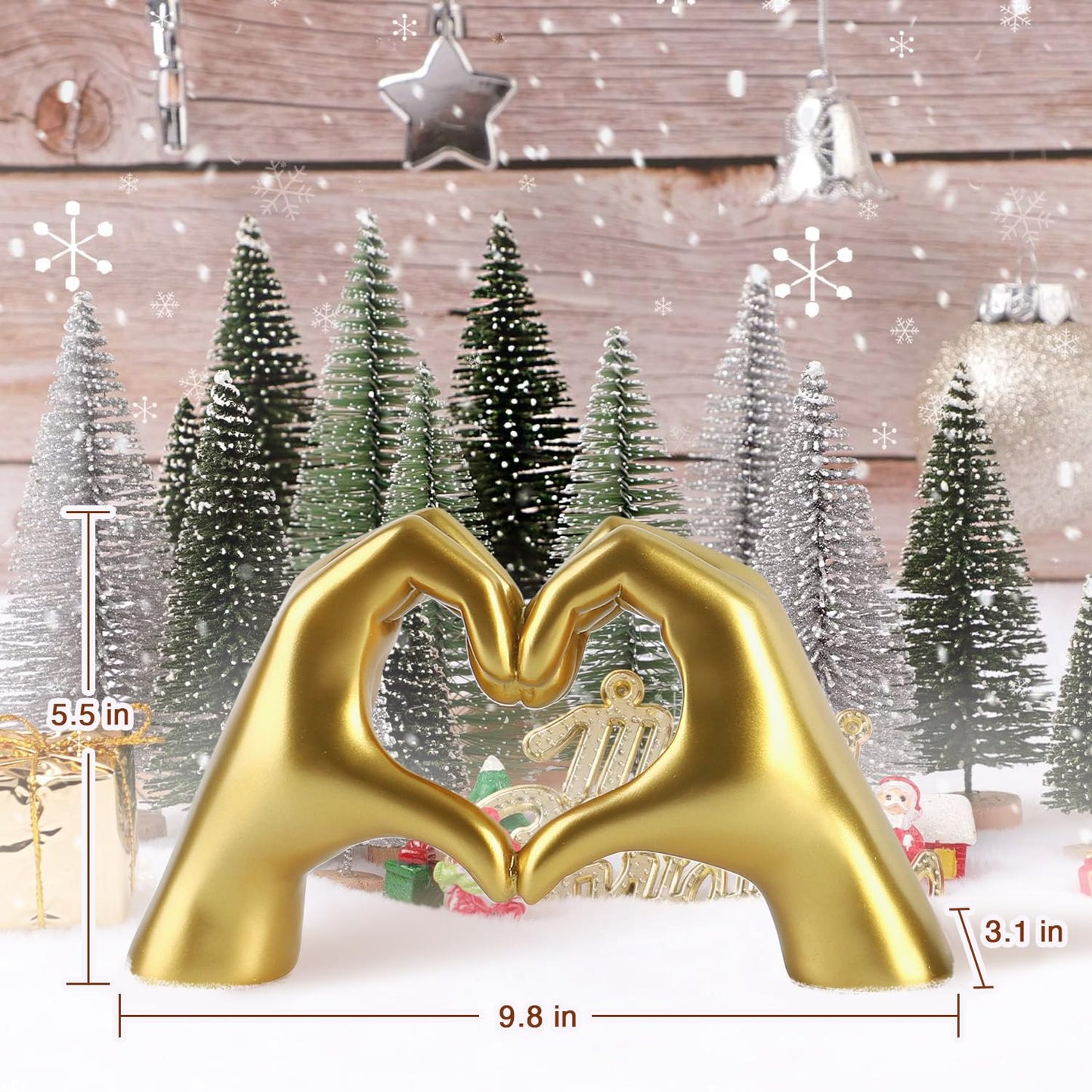 FUWA9PAN Heart Hands Sculpture Aesthetic Decor for Living Room Bedroom Apartment Bookshelf, Knick Knacks Home Decor for Shelves, Unique Gifts for Women Anniversary (No Bracelets)