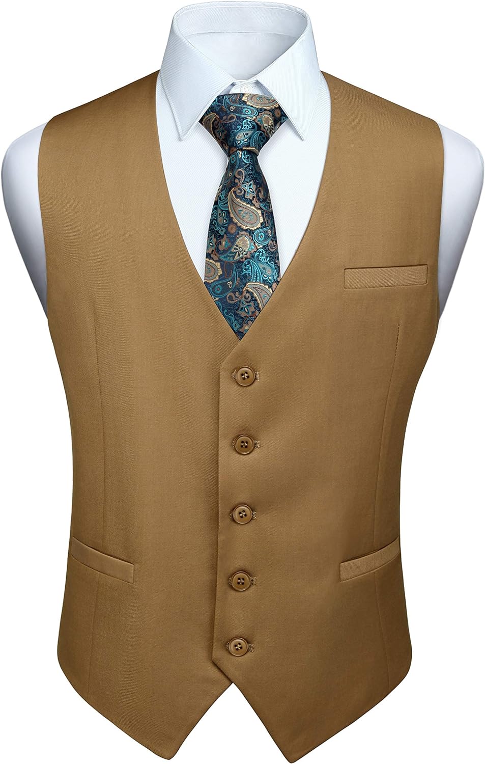 HISDERN Men's Suit Vest Business Formal Dress Waistcoat Vest with 3 Pockets for Suit or Tuxedo