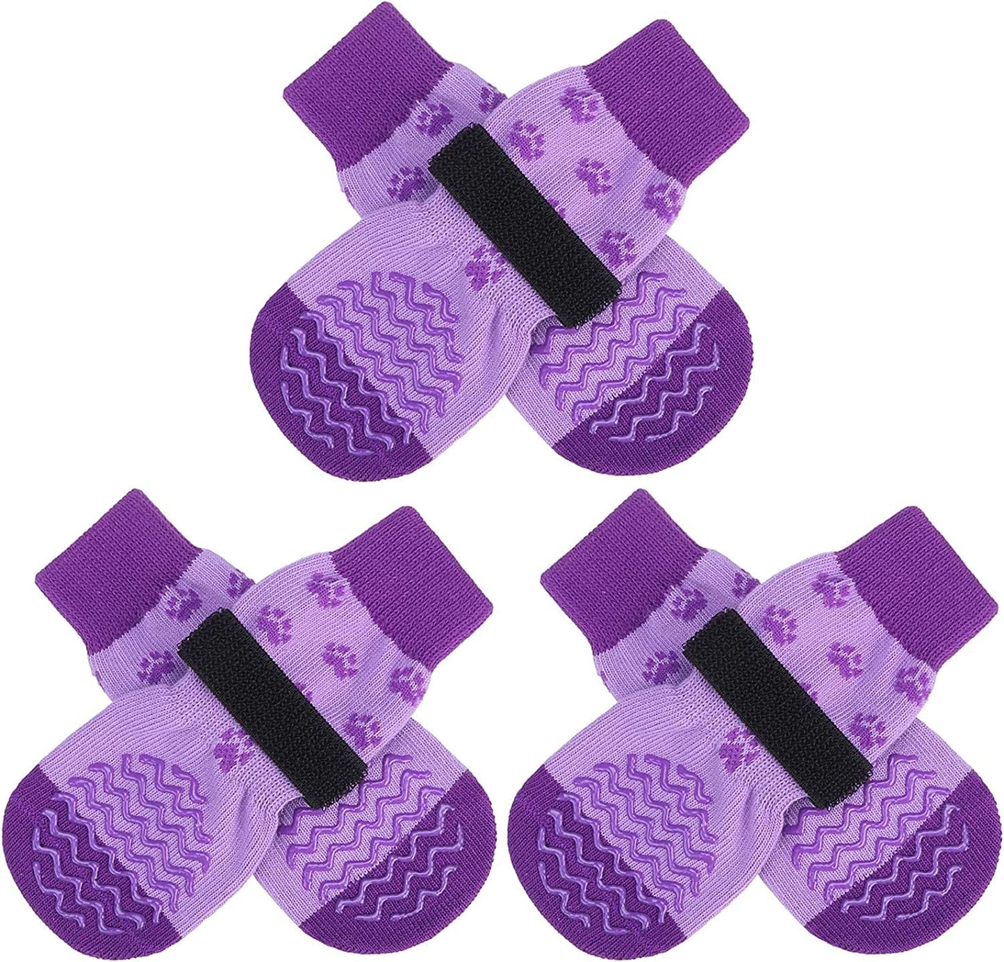 EXPAWLORER Double Side Anti-Slip Dog Socks - 3 Pairs Dog Grip Socks with Straps Traction Control, Pet Paw Protection for Small Medium Large Dogs Indoor Wear on Hardwood Floor