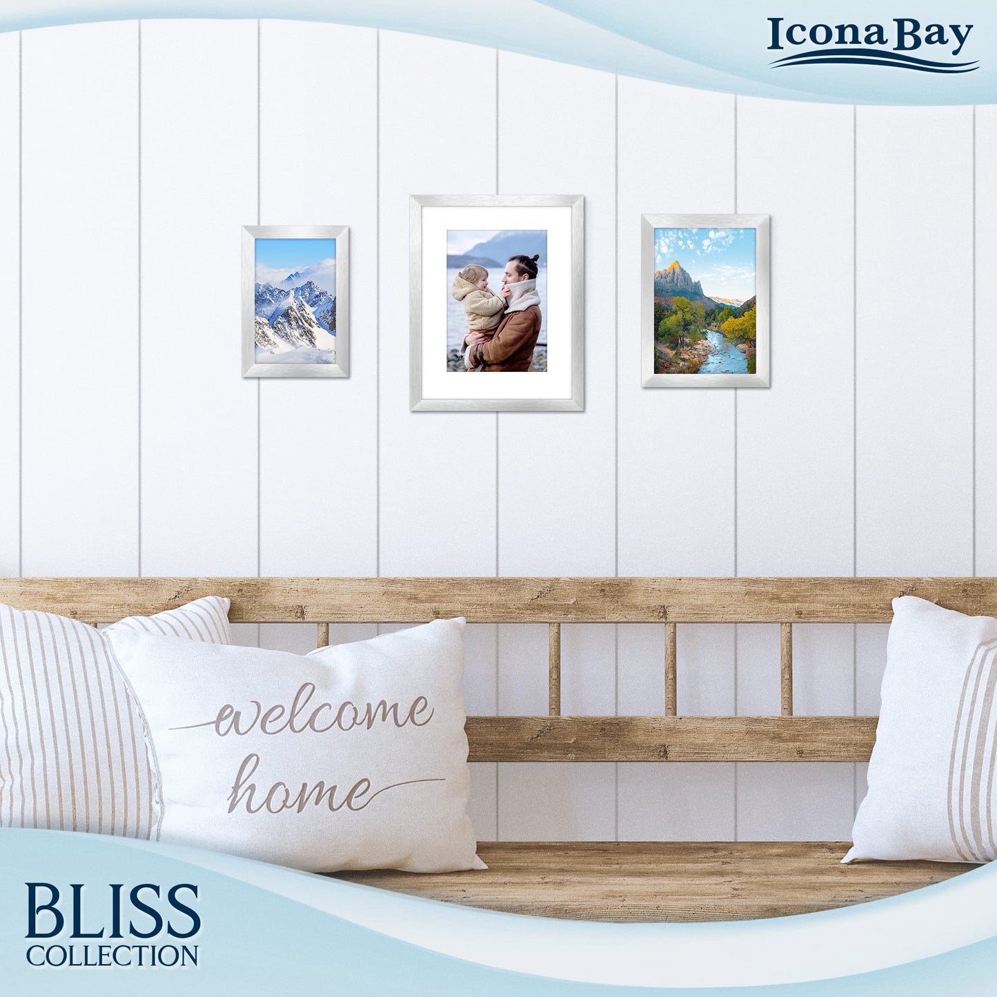 Icona Bay 5x7 Black Picture Frame, Modern Style Wood Composite Frame, Table Top or Wall Mount, Bliss Collection