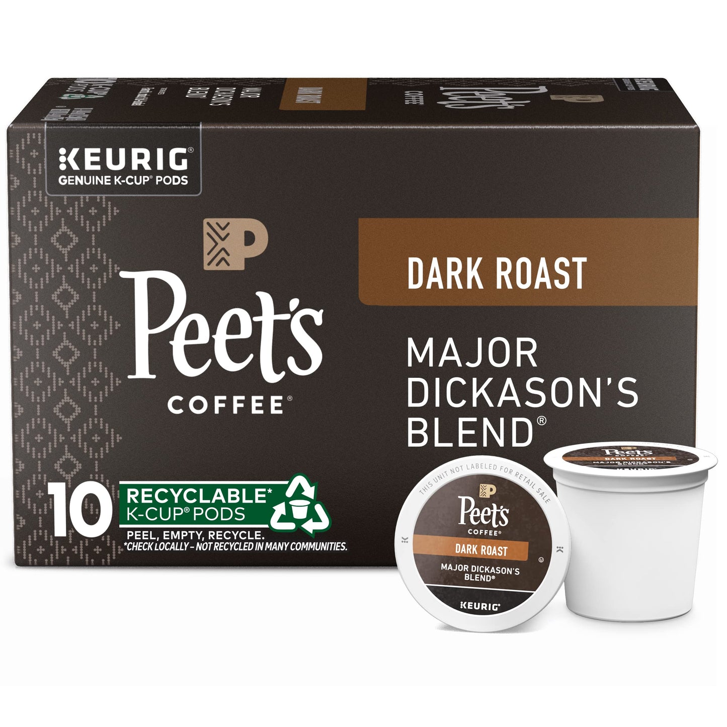 Peet's Coffee, Dark Roast K-Cup Pods for Keurig Brewers - Major Dickason's Blend 75 Count (1 Box of 75 K-Cup Pods)