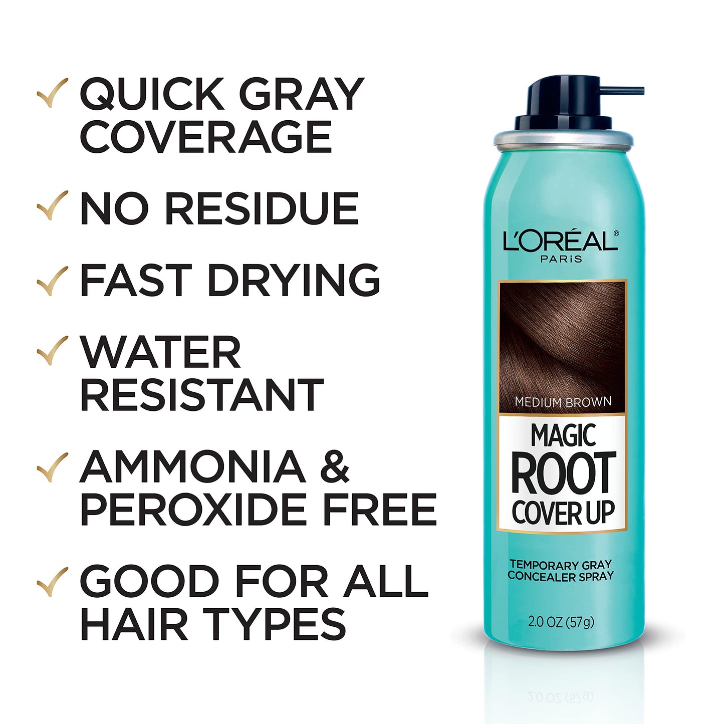 L'Oreal Paris Magic Root Cover Up Gray Concealer Spray Dark Brown 2 oz.