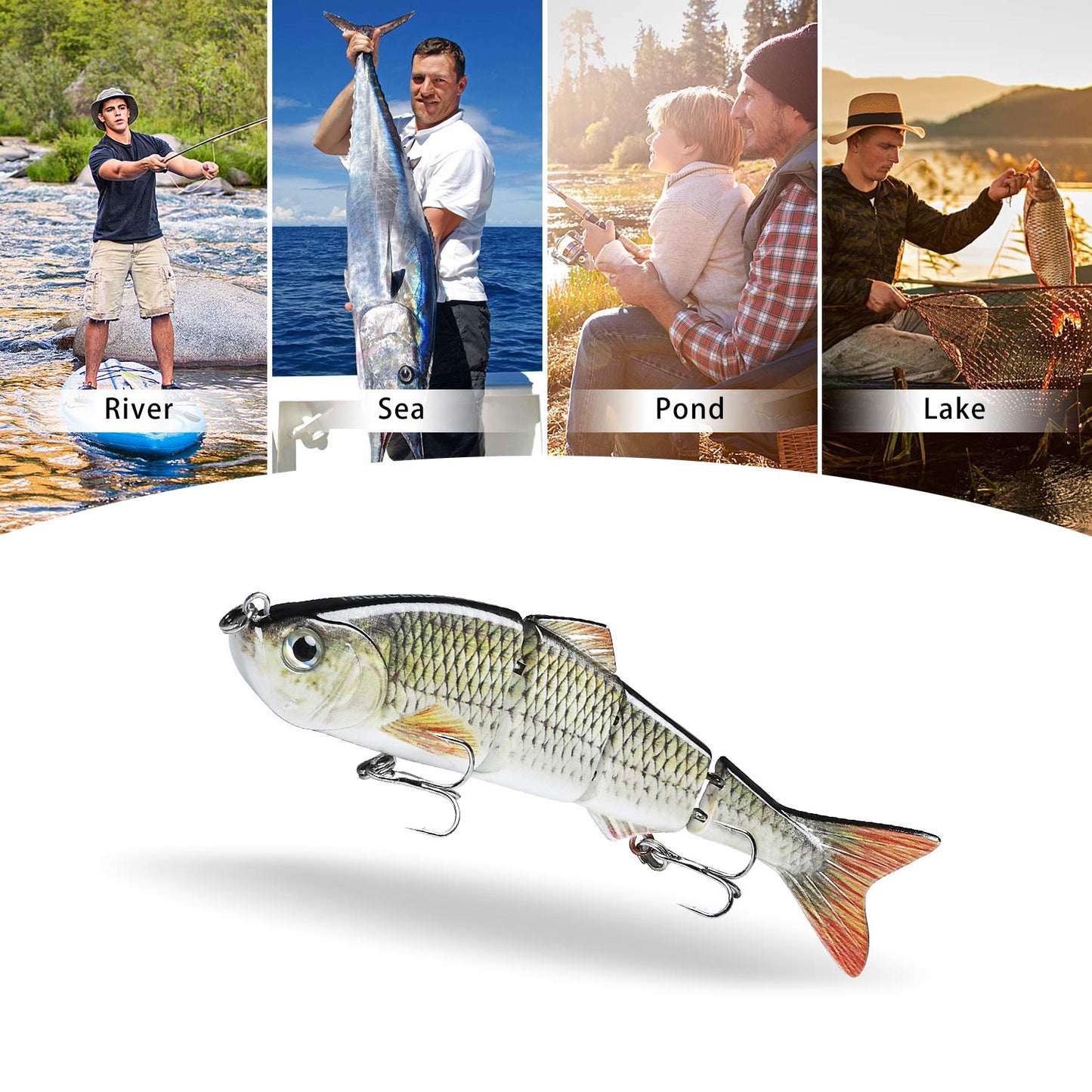 TRUSCEND Fishing Lures for Freshwater and Saltwater, Lifelike Swimbait for Bass Trout Crappie, Slow Sinking Bass Fishing Lure, Amazing Fishing Gifts for Men, Must-Have for Family Fishing Gear