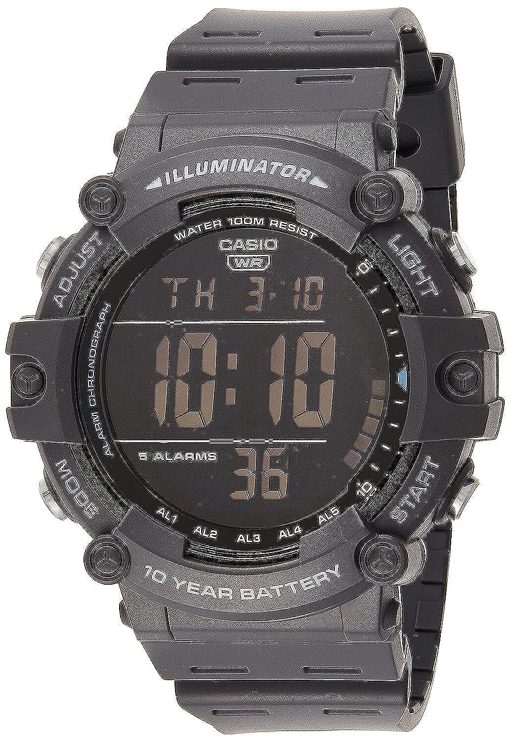 Casio Illuminator AE1500WH Series | 10-Year Battery | LED Backlight | 5-Alarms | 1/100 Sec Stopwatch | Men's Digital Watch