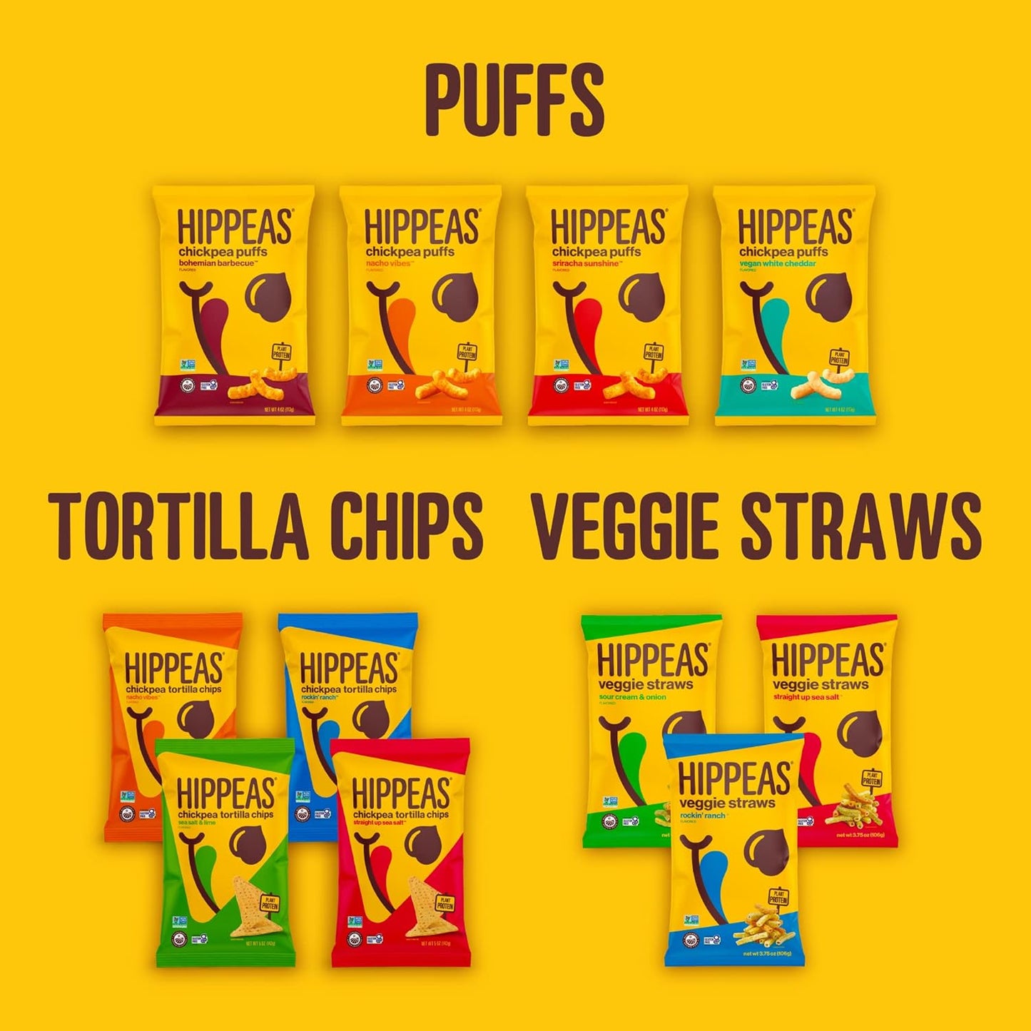 Hippeas Chickpea Puffs, Cheeze Variety Pack: Vegan White Cheddar, Nacho Vibes, 0.8 Ounce (Pack of 18), 3g Protein, 2g Fiber, Vegan, Gluten-Free, Crunchy, Plant Protein Snacks