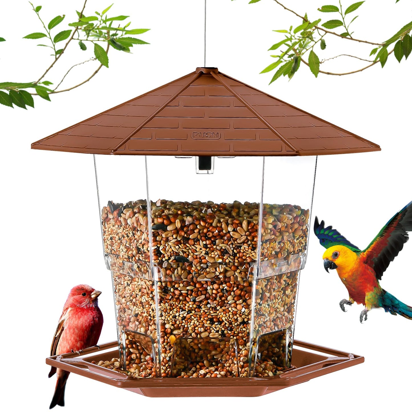 Bird Feeders for Outdoors Hanging, Bird Feeder with a Latch Feature, Wild Bird Seed for Outside Feeders and Garden Decoration Yard for Bird Watchers(Black, 1 Pack)