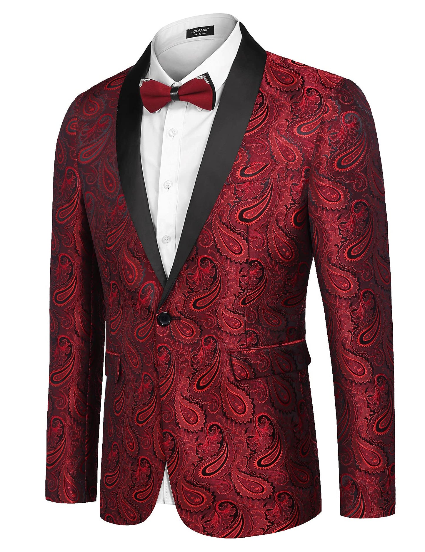 COOFANDY Mens Floral Tuxedo Jacket Paisley Shawl Lapel Suit Blazer Jacket for Dinner,Prom,Wedding