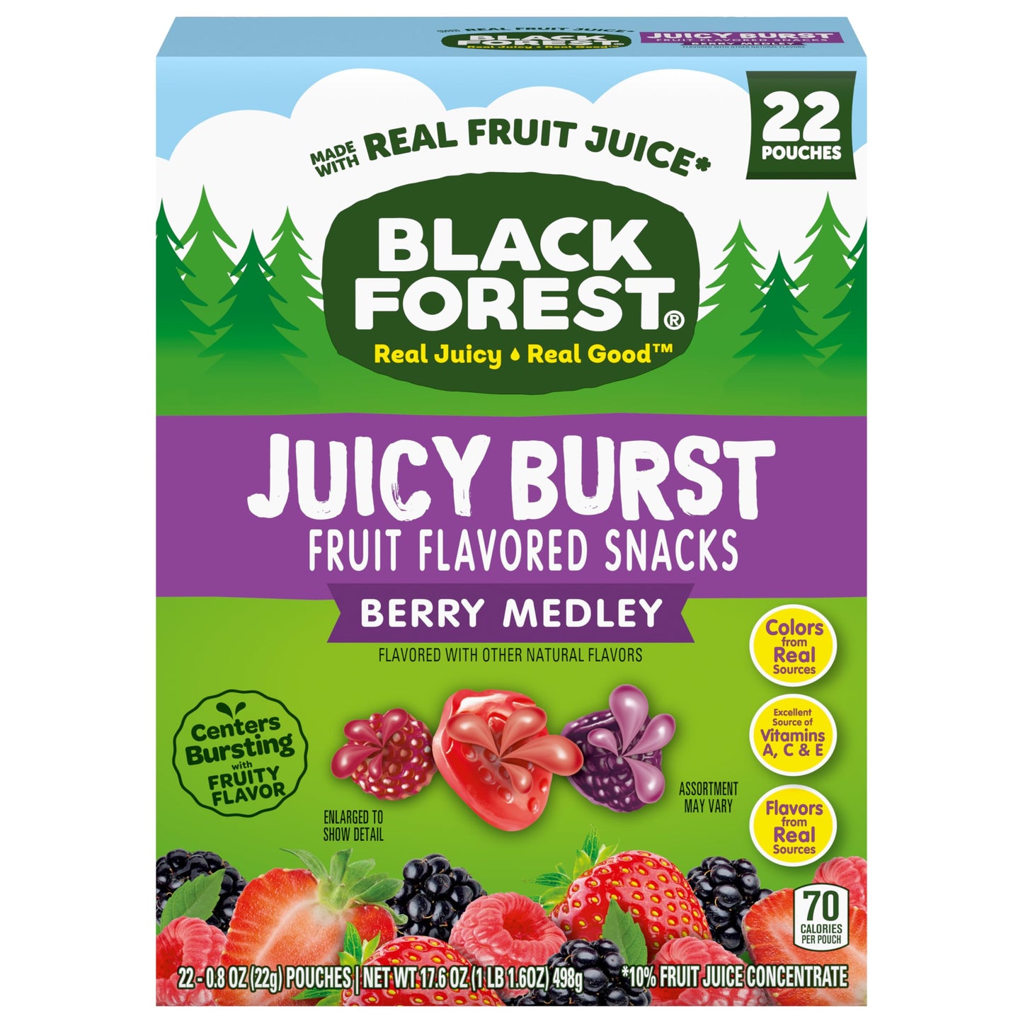 Black Forest Juicy Burst Fruit Snacks, Mixed Fruit Flavors, 0.8 Ounce Pouches (40 Count)