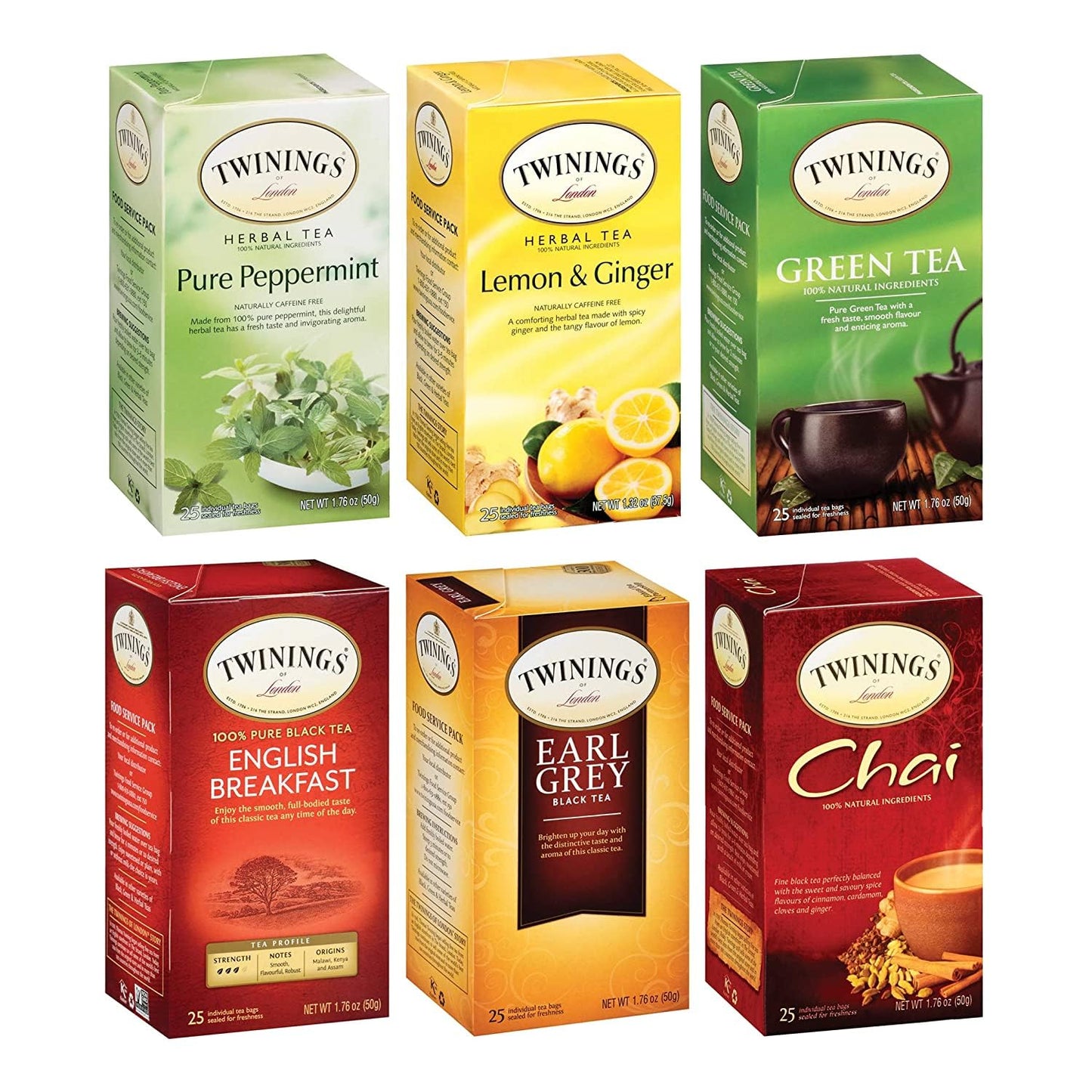 Twinings Decaffeinated English Breakfast Individually Wrapped Black Tea Bags, 20 Count Pack of 6, Flavourful & Robust