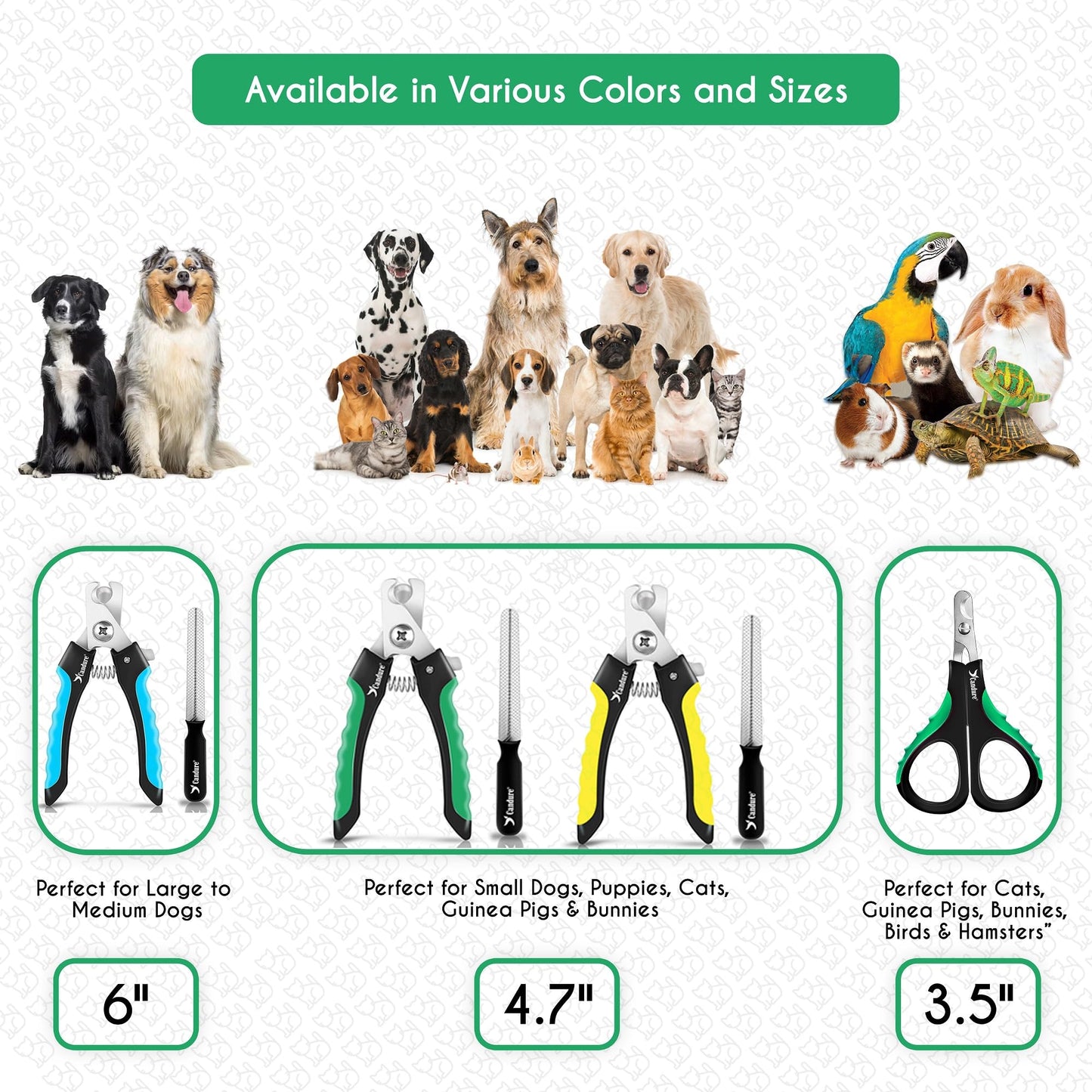 Candure Dog Nail Clippers Professional Pet Nail Clipper Suitable for Large to Medium Dogs, Cats, Rabbits and Guinea Pigs - Safety Lock/Protective Guard to Avoid Over Cutting