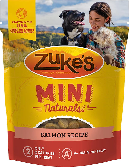 Zuke’s Mini Naturals Soft And Chewy Dog Treats For Training Pouch, Natural Treat Bites With Salmon Recipe - 6 oz. Bag