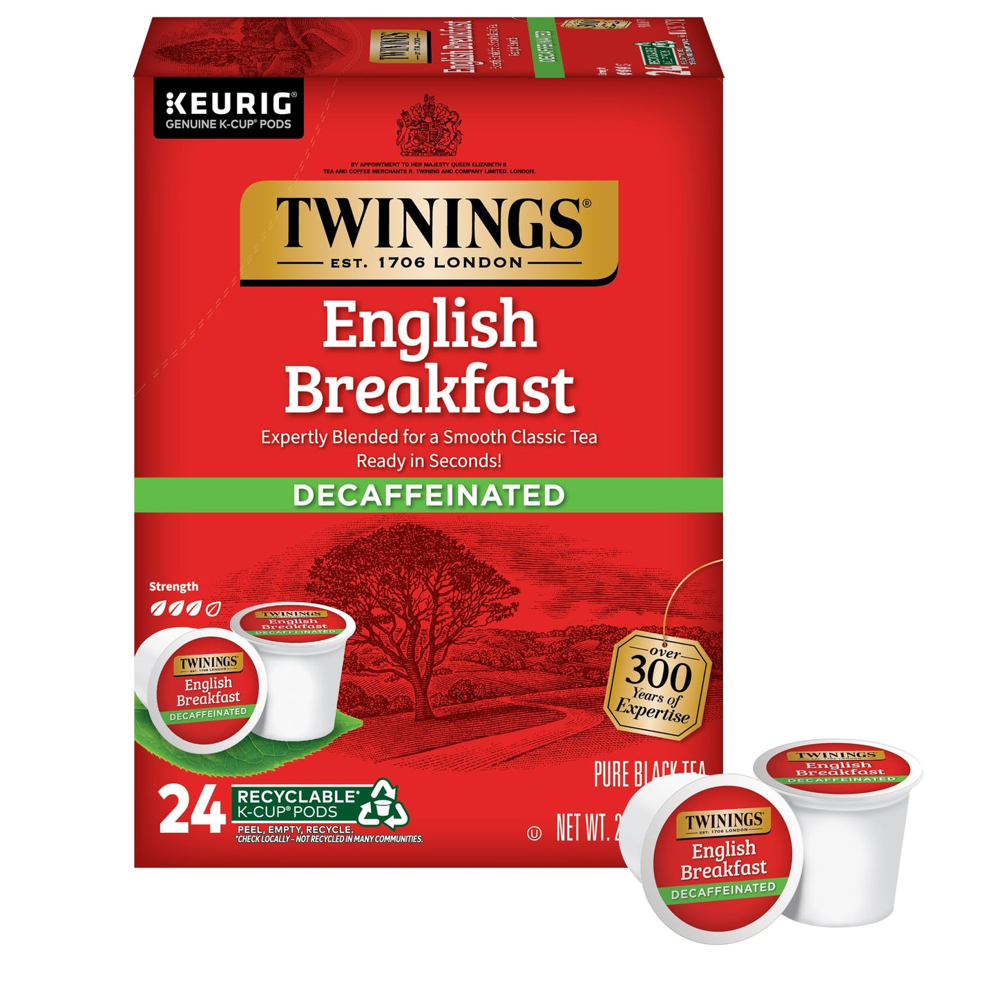 Twinings English Breakfast Tea K-Cup Pods for Keurig, Caffeinated, Smooth, Flavourful, Robust Black Tea, 24 Count (Pack of 1), Enjoy Hot or Iced