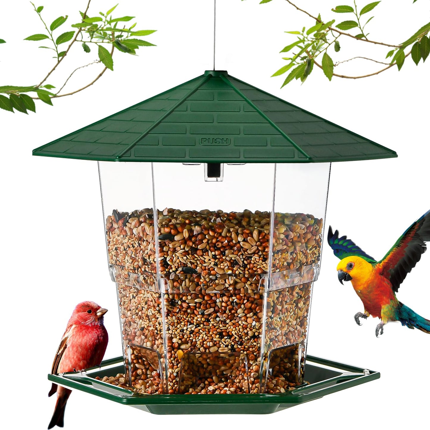 Bird Feeders for Outdoors Hanging, Bird Feeder with a Latch Feature, Wild Bird Seed for Outside Feeders and Garden Decoration Yard for Bird Watchers(Black, 1 Pack)