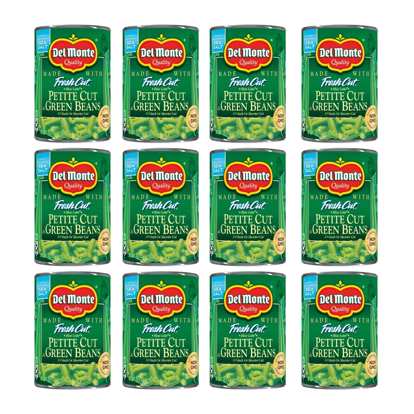 Del Monte Petite Cut Green Beans, 14.5 Oz, (Pack Of 12)