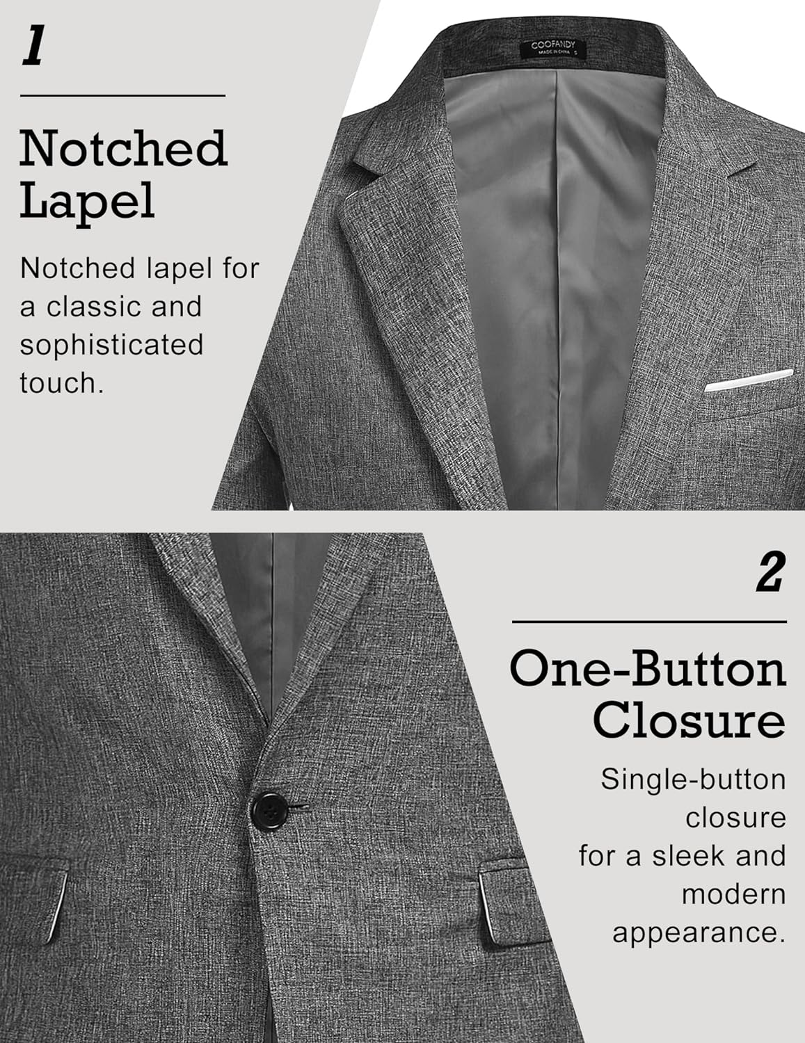 COOFANDY Men's Blazer Casual Sport Coats Slim Fit One Button Suit Jacket Lightweight Sports Jacket