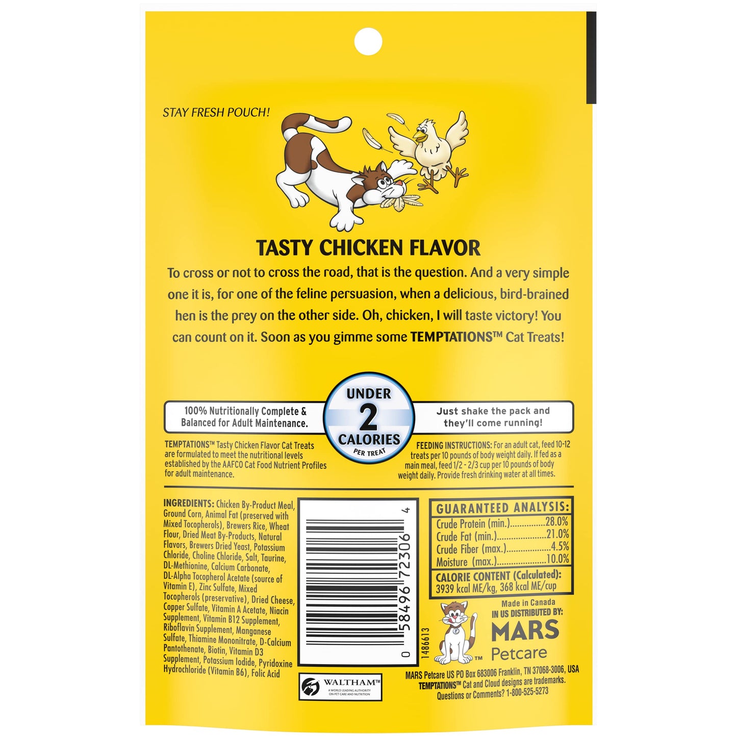 TEMPTATIONS Classic Crunchy and Soft Cat Treats Tasty Chicken Flavor, 30 oz. Tub