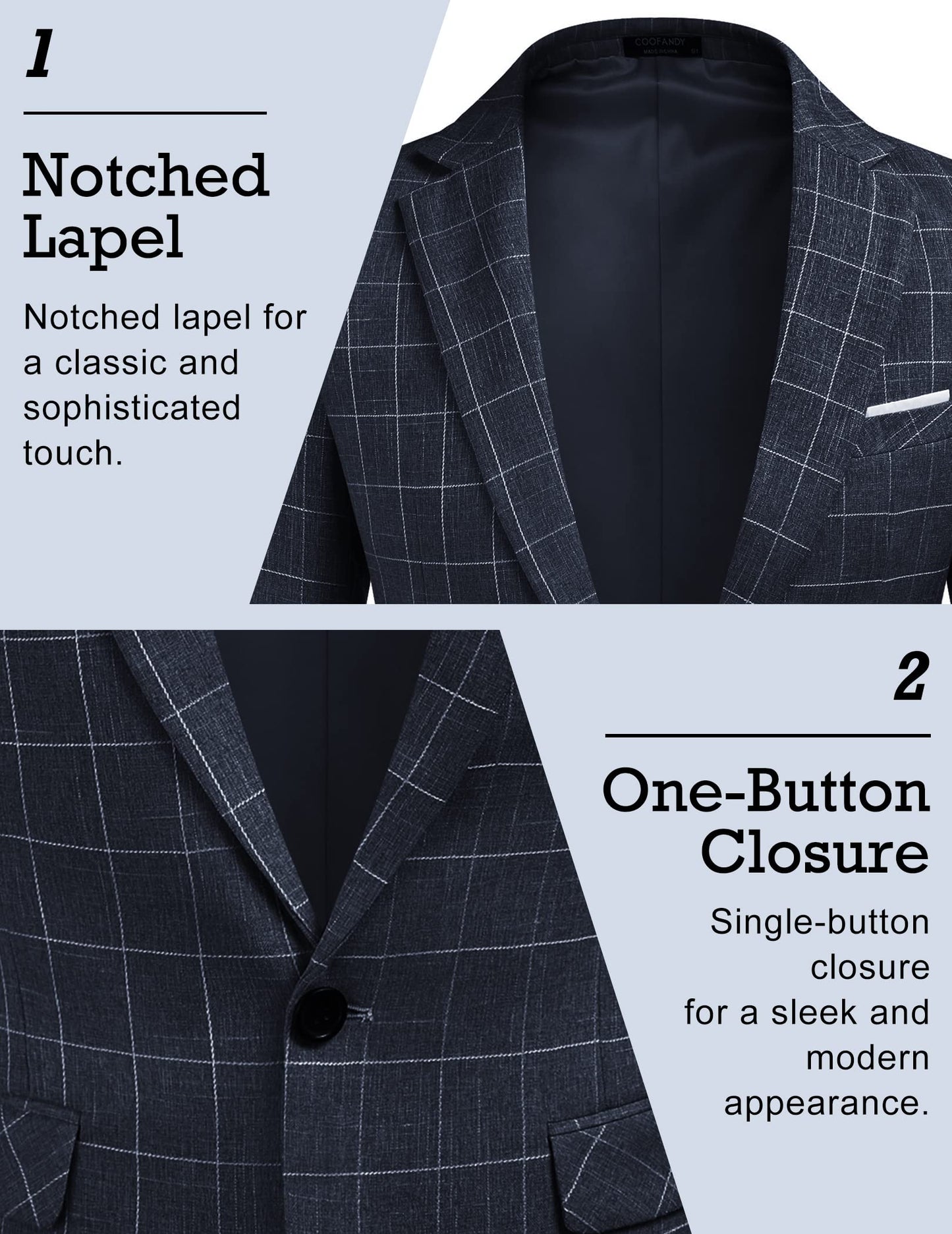 COOFANDY Men's Blazer Casual Sport Coats Slim Fit One Button Suit Jacket Lightweight Sports Jacket