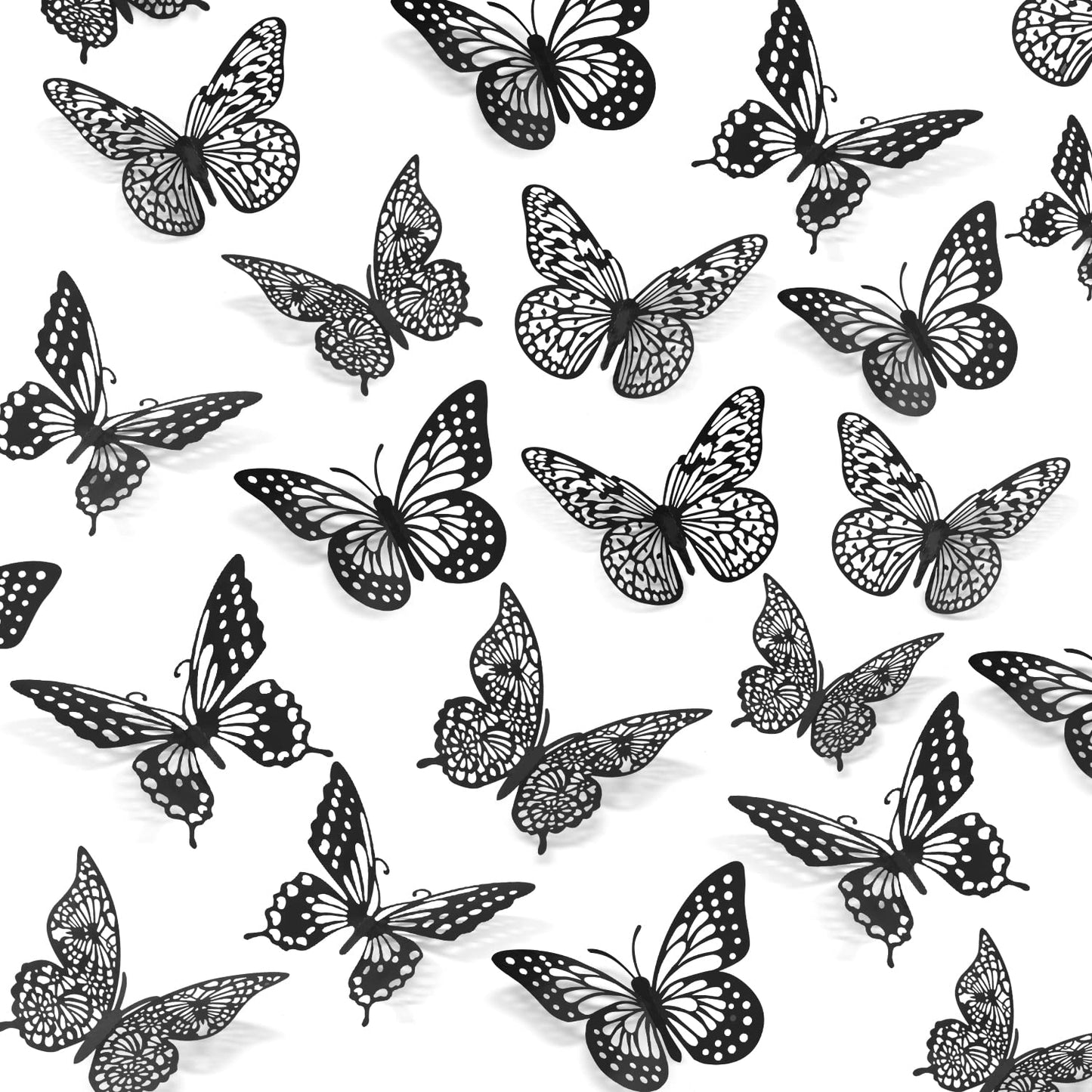 SAOROPEB 3D Butterfly Wall Decor 48 Pcs 4 Styles 3 Sizes, Gold Butterfly Decorations for Butterfly Birthday Decorations Butterfly Party Decorations Cake Decorations, Removable Stickers (Gold)