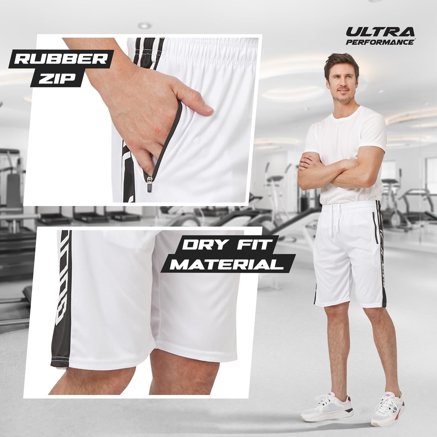 Ultra Performance Mens 5 Pack Athletic Running Shorts, Basketball Gym Workout Shorts for Men with Zippered Pockets