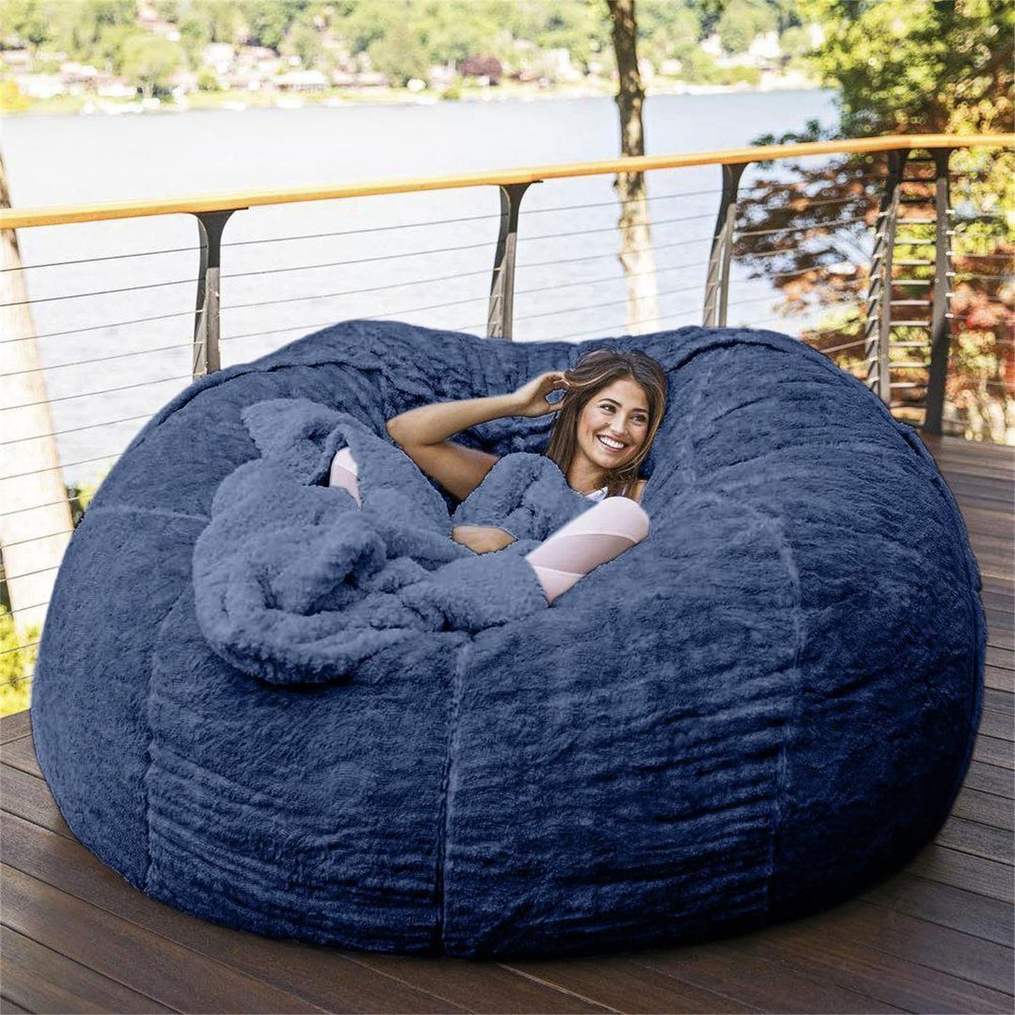 Big Huge Giant Bean Bag Chair for Adults, (No Filler) Bean Bag Chairs in Multiple Sizes and Colors Giant Foam-Filled Furniture - Machine Washable Covers, Double Stitched Seams (Black,6FT)