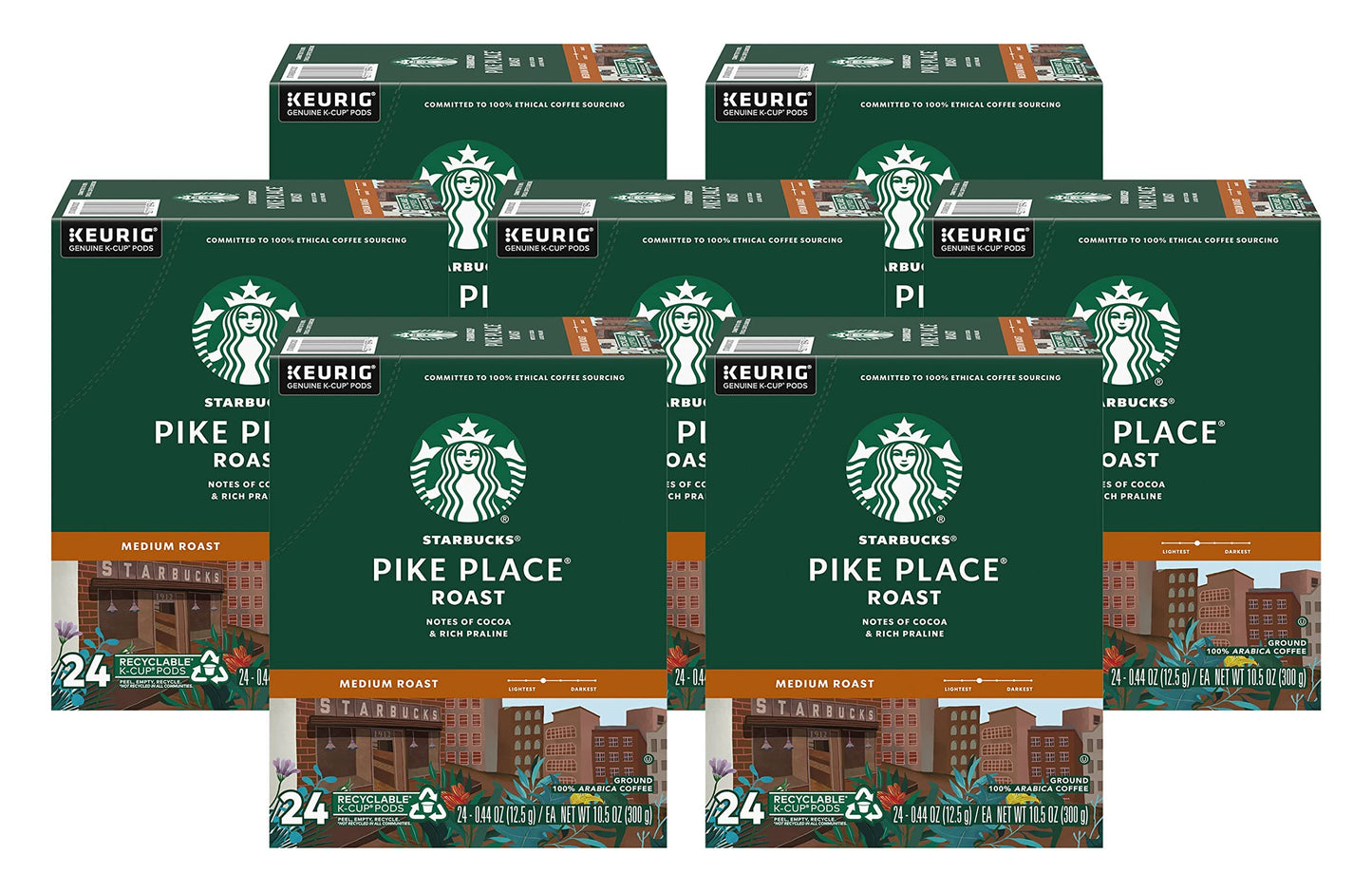 Starbucks K-Cup Coffee Pods—Medium Roast Coffee—Pike Place Roast for Keurig Brewers—100% Arabica—4 boxes (96 pods total)