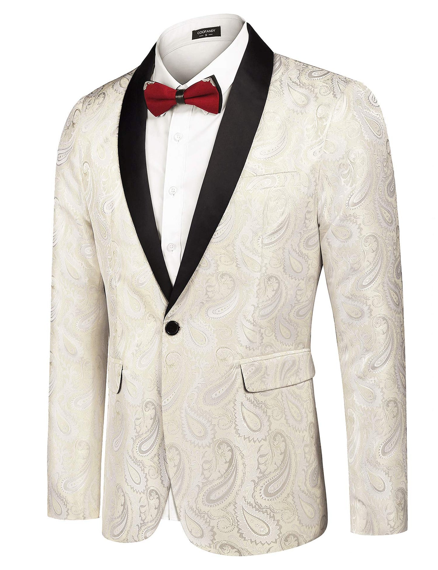 COOFANDY Mens Floral Tuxedo Jacket Paisley Shawl Lapel Suit Blazer Jacket for Dinner,Prom,Wedding